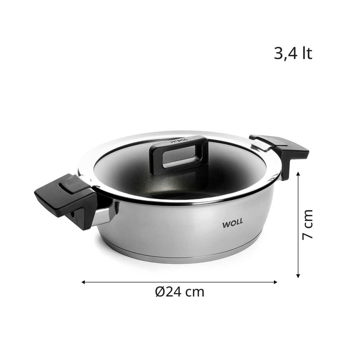 WOLL CONCEPT ÇELİK SIĞ TENCERE 24CM D-WOLL824NC 0 image