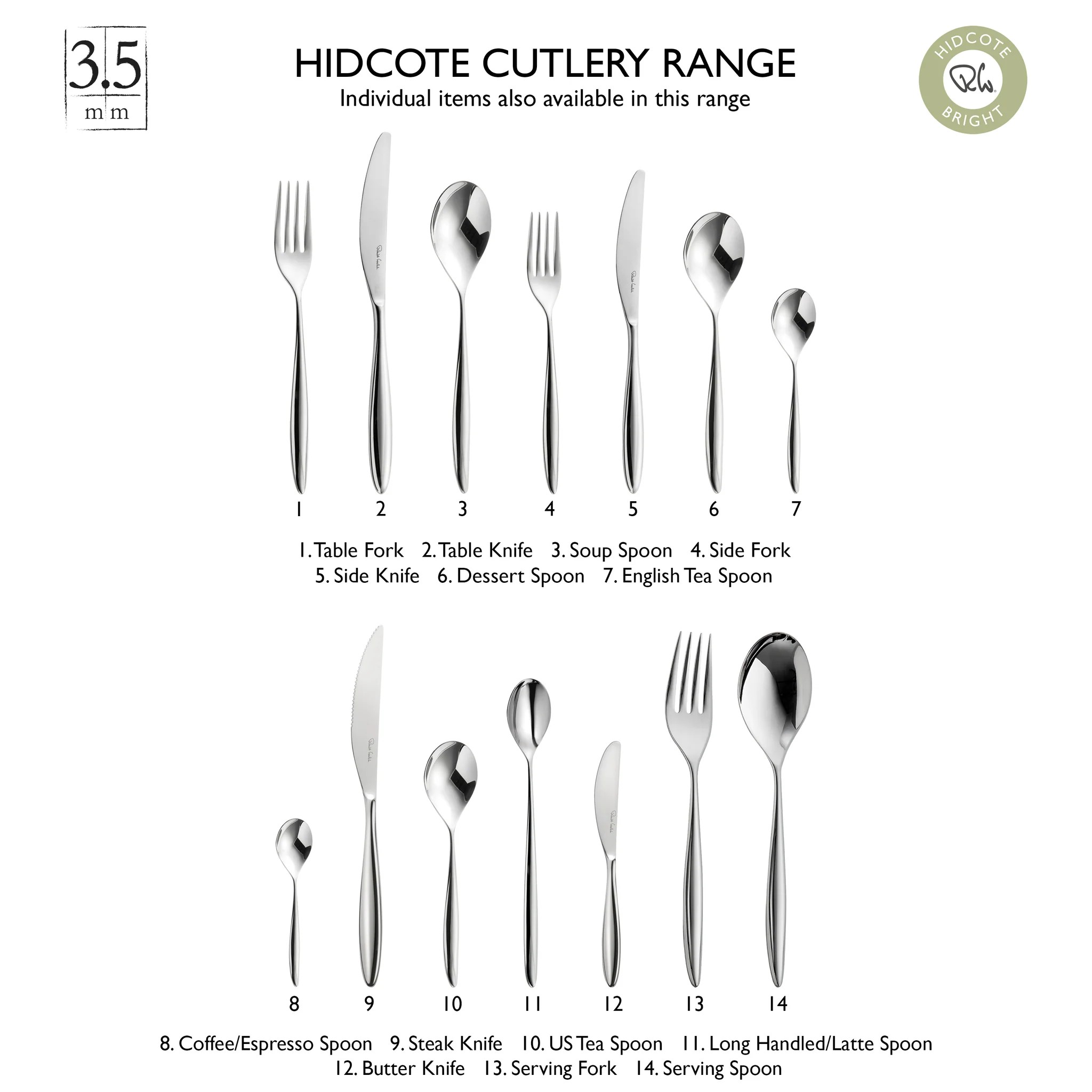 Robert Welch Hidcote  Çatal Bıçak Takımı, 84 Parça 12 Kişilik HIDBR1099V/84 0 image