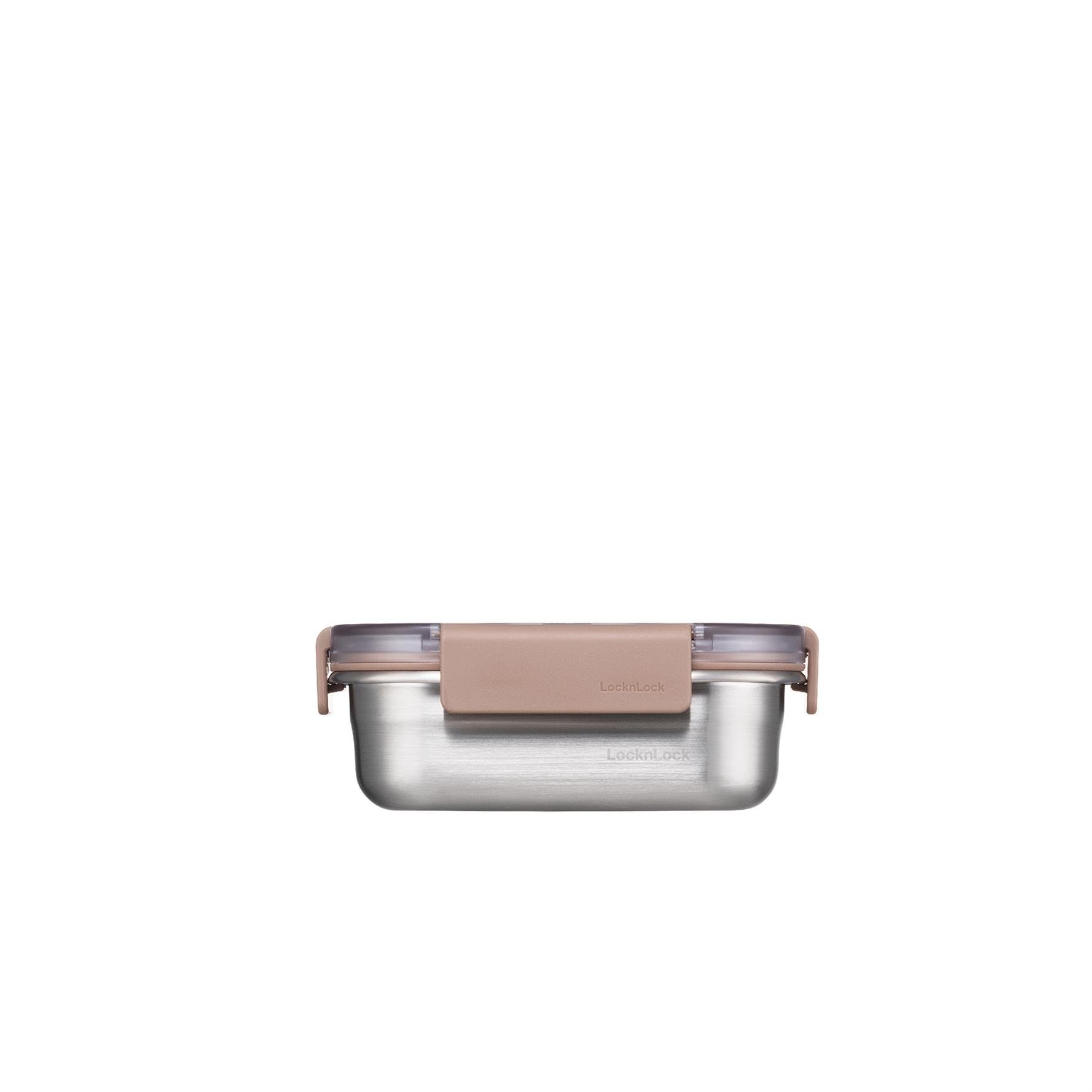 LocknLock Paslanmaz Çelik Fırın & Saklama Kabı Dörtgen Kilitli 310 ml - Kahverengi(LST601) cover pic