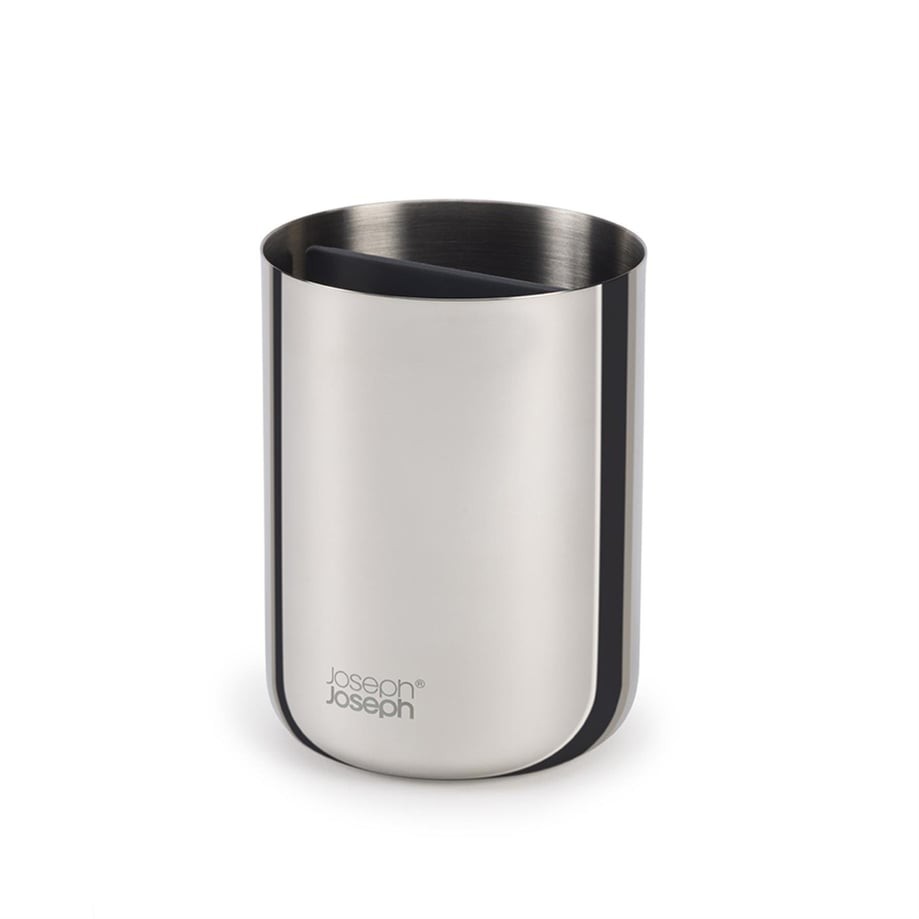 Joseph Joseph EasyStore - Lüks Paslanmaz Çelik Diş Fırçası Tutucu Caddy Banyo Depolama, Standart Çelik 0 image