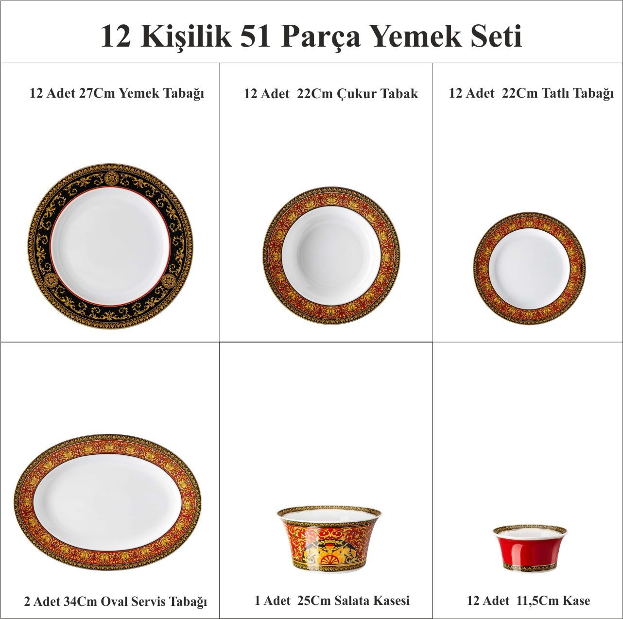 Medusa 12 Kişilik Yemek Seti 51 Prç 0 image