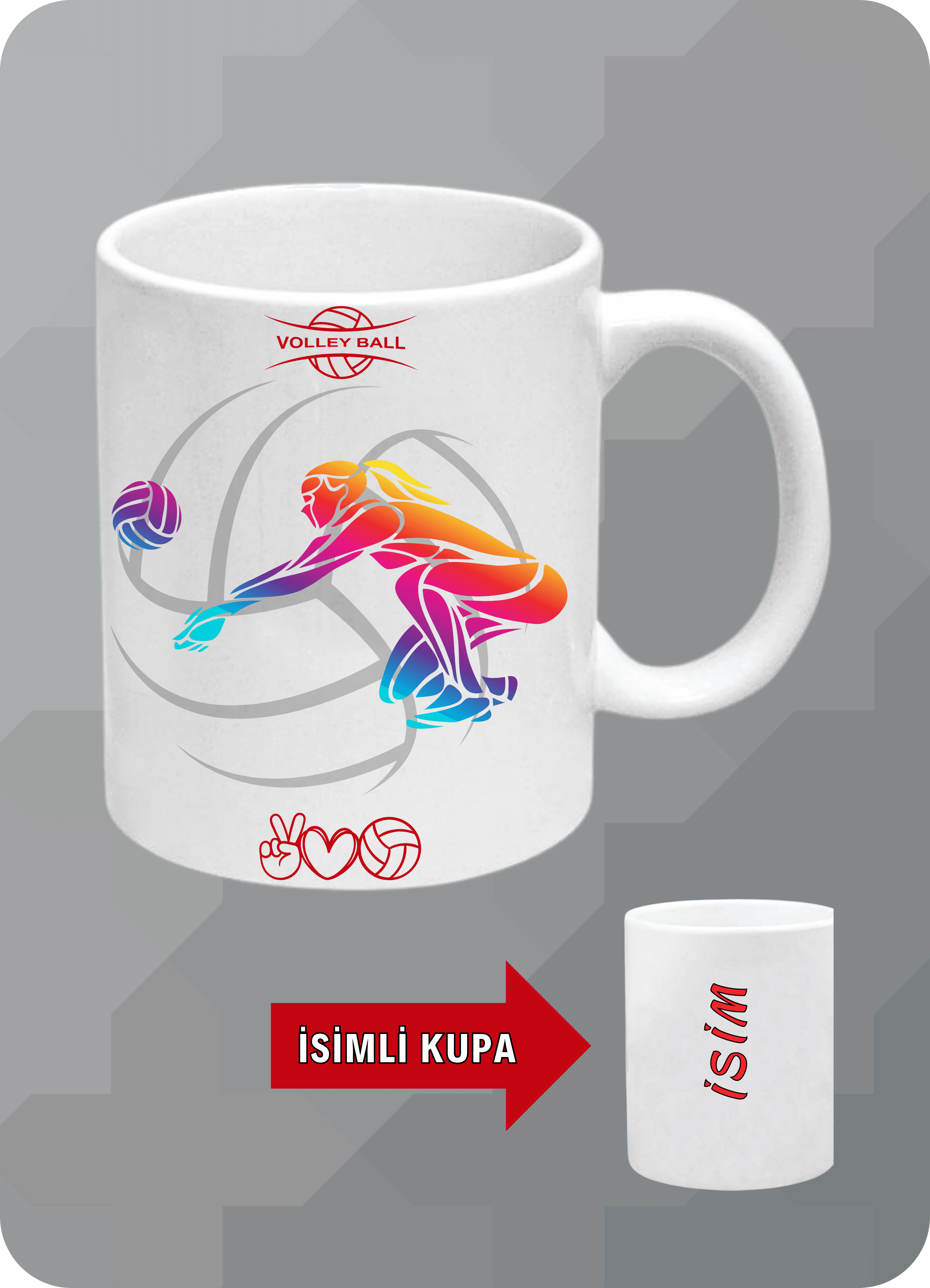 Voleybol Temalı Kadın Voleybolcu Kupa Bardak Çay Kahve Fincanı-2