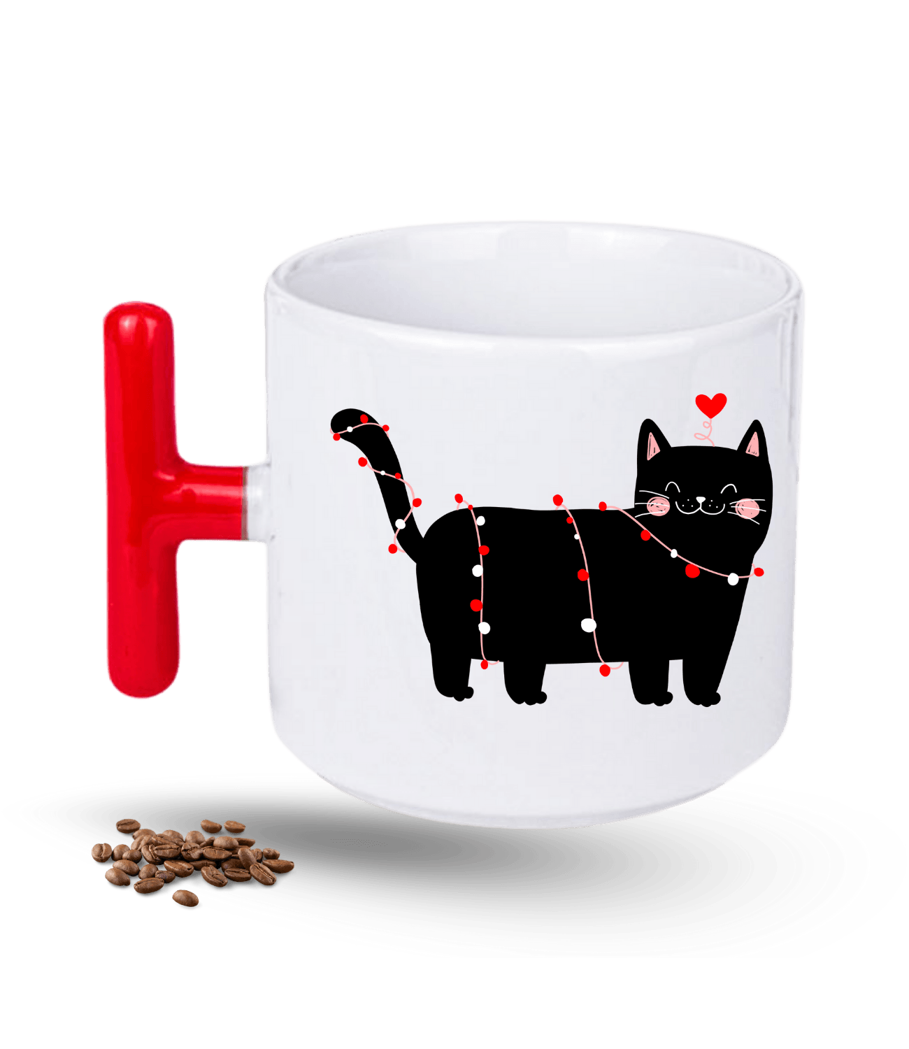 Partici Kedi Temalı Kedi Sever Baskılı T Saplı Porselen Kupa Bardak