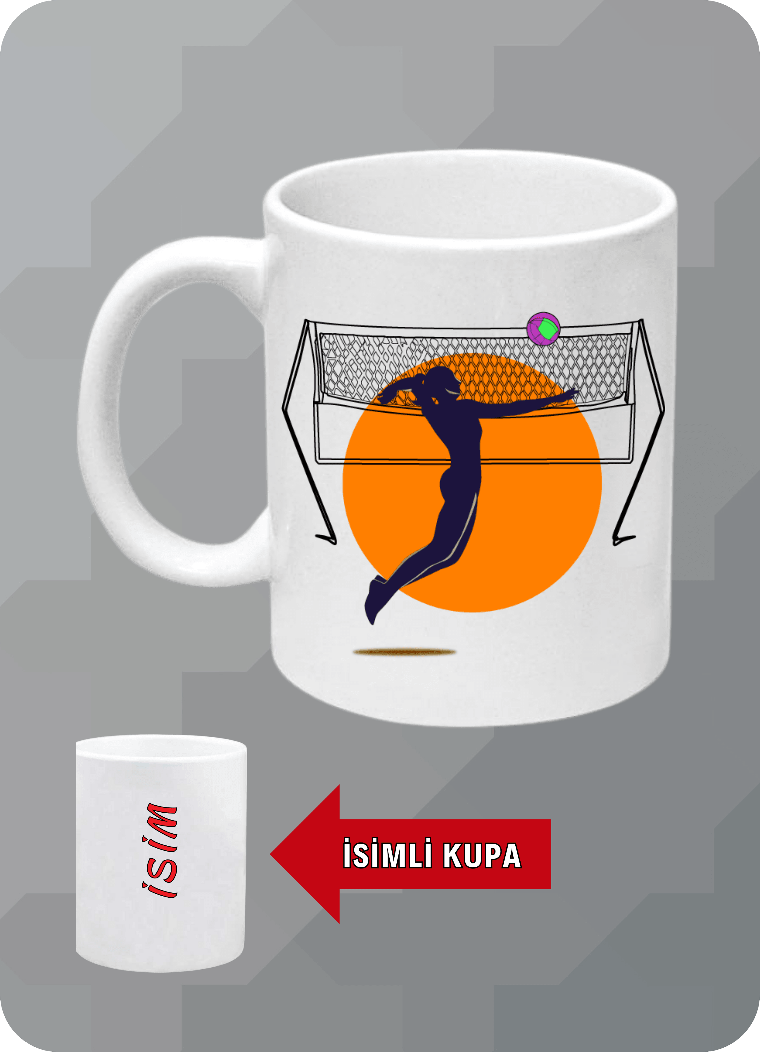 Voleybol Temalı Kadın Voleybolcu Kupa Bardak Çay Kahve Fincanı-4