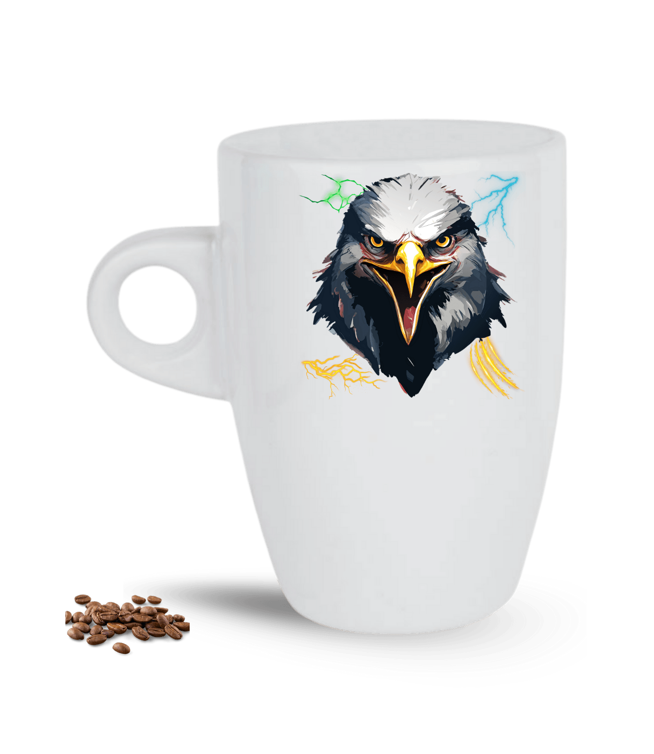Siyah Beyaz Kartal Baskılı Porselen Latte Kupa Bardak