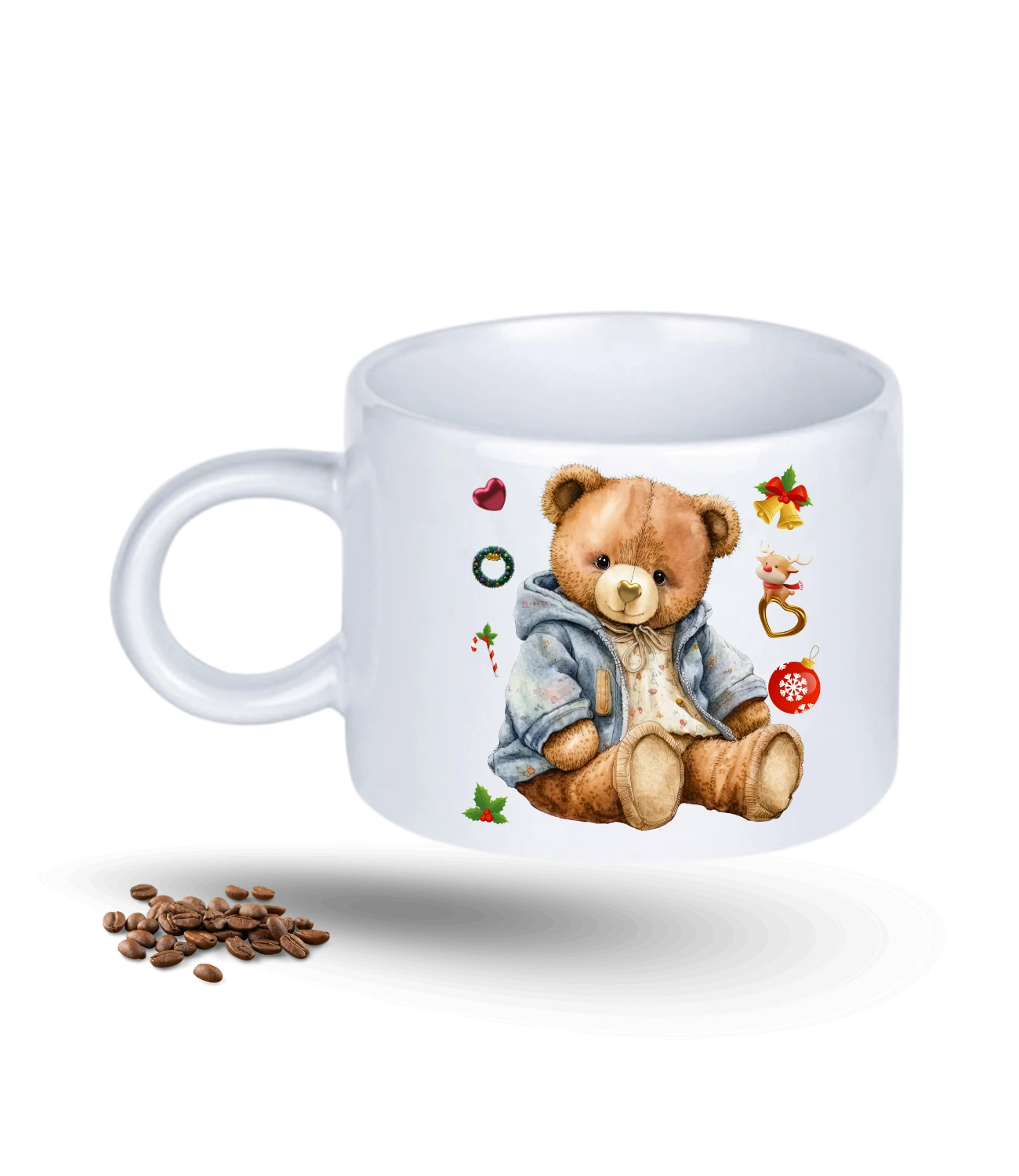 Noel Temalı Yılbaşı Teddy Ayıcık Baskılı Porselen Motto Kupa Bardak