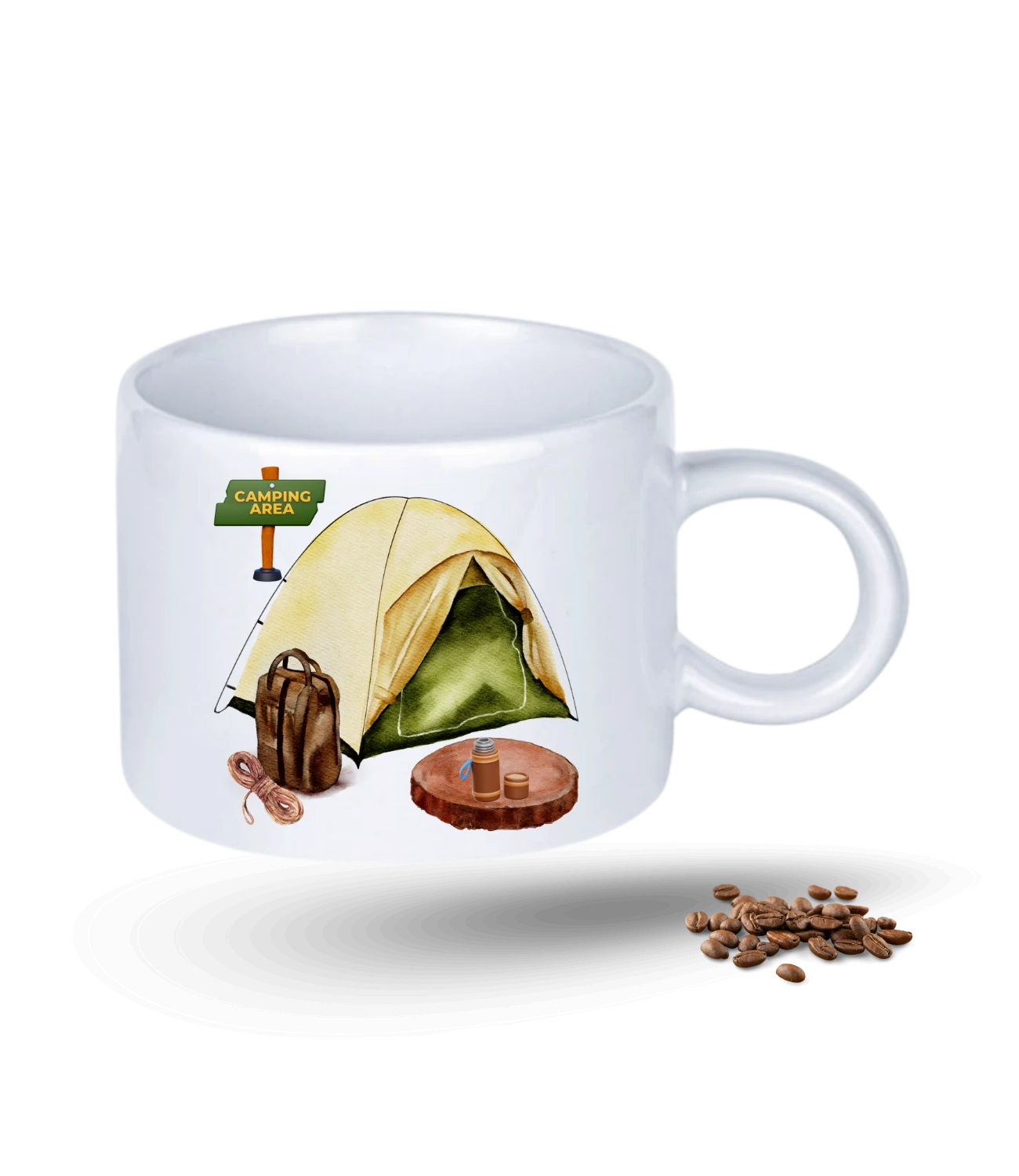 Camping Temalı Kamp Çadırı Baskılı Porselen Motto Kupa Bardak