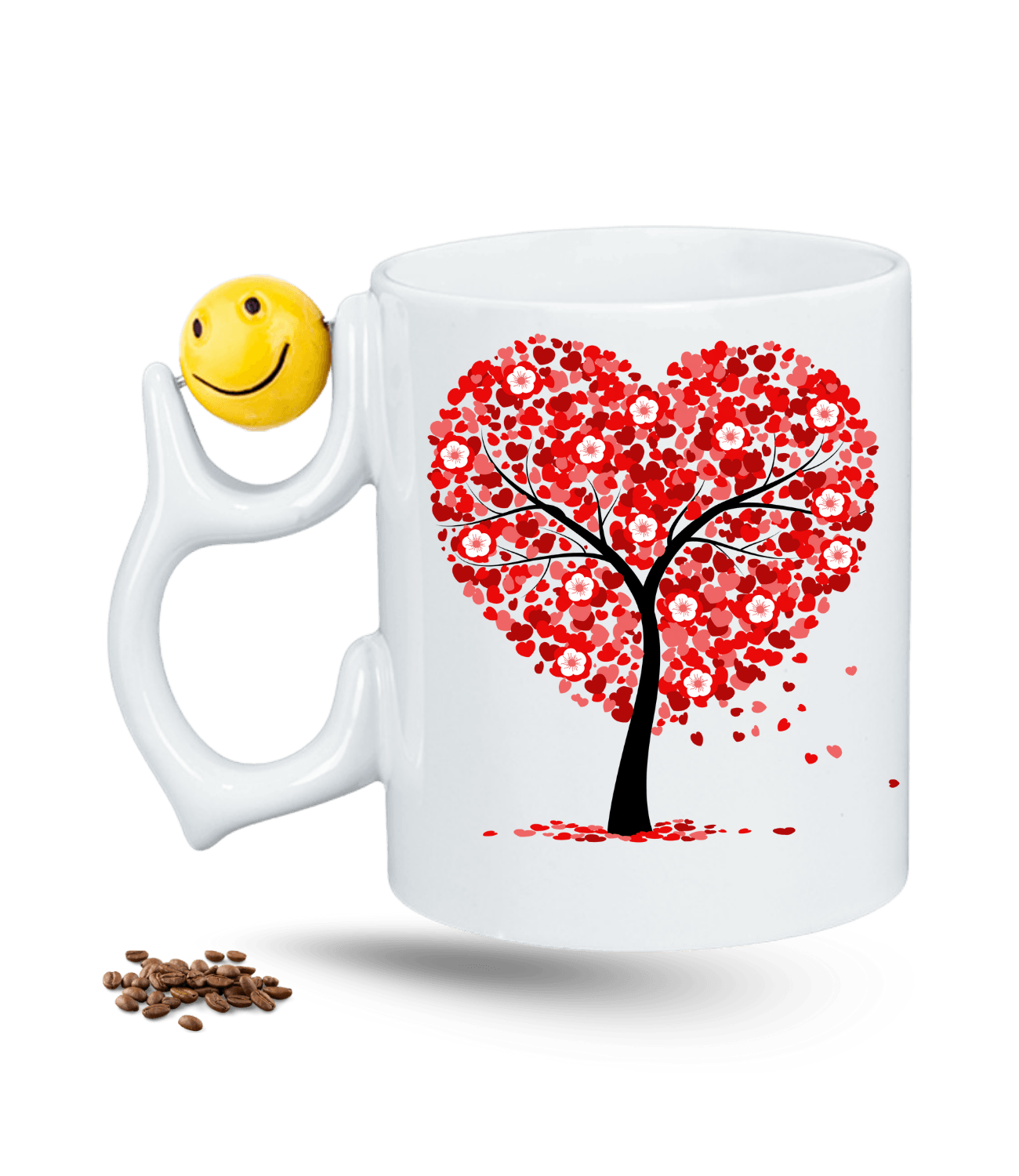 Kalpli Hayat Ağacı Baskılı Emoji Dönen Toplu Kupa Bardak Çay Kahve Fincanı