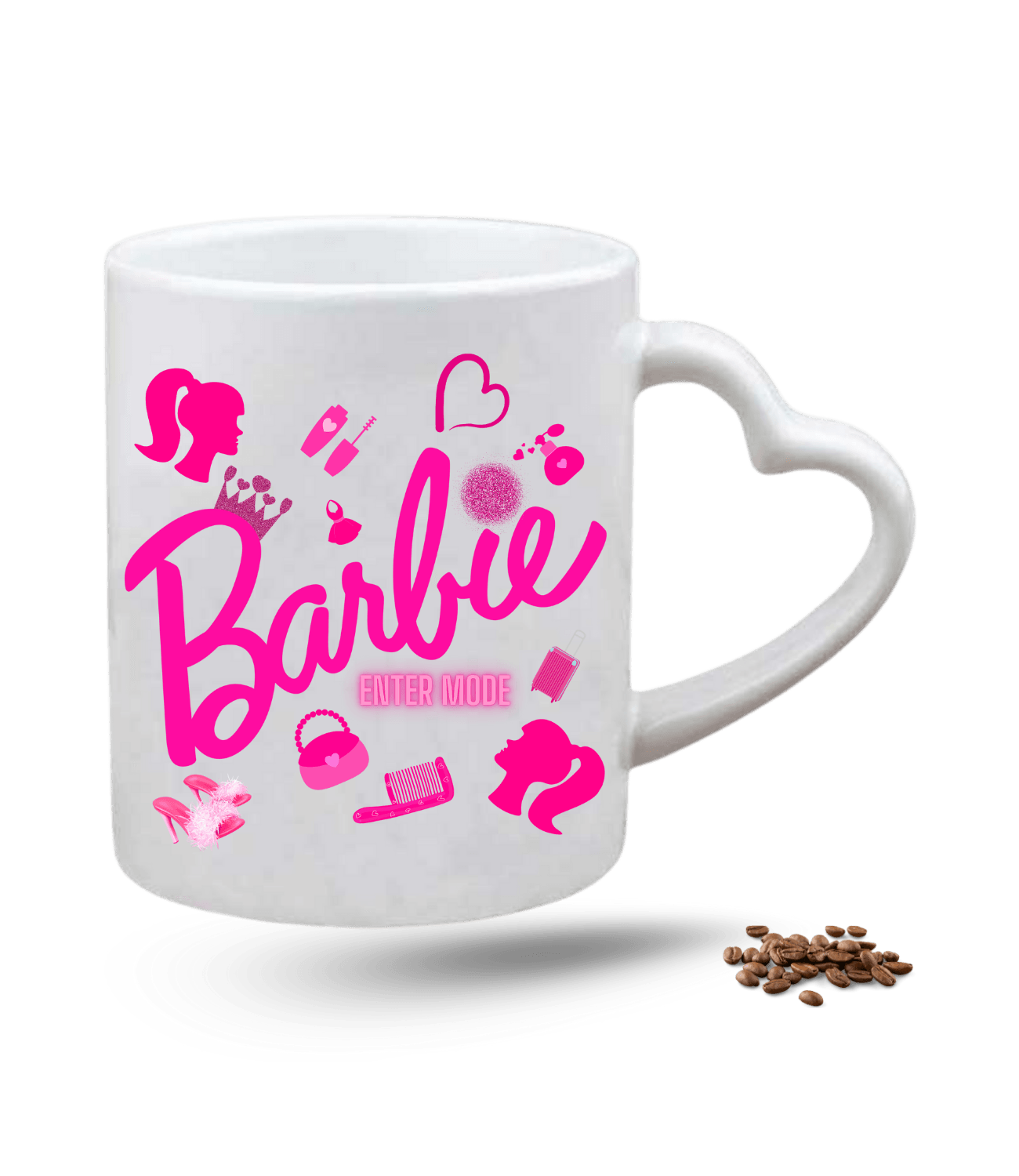 Enter Mode Barbies Baskılı Porselen Kalp Kulp Kupa Bardak
