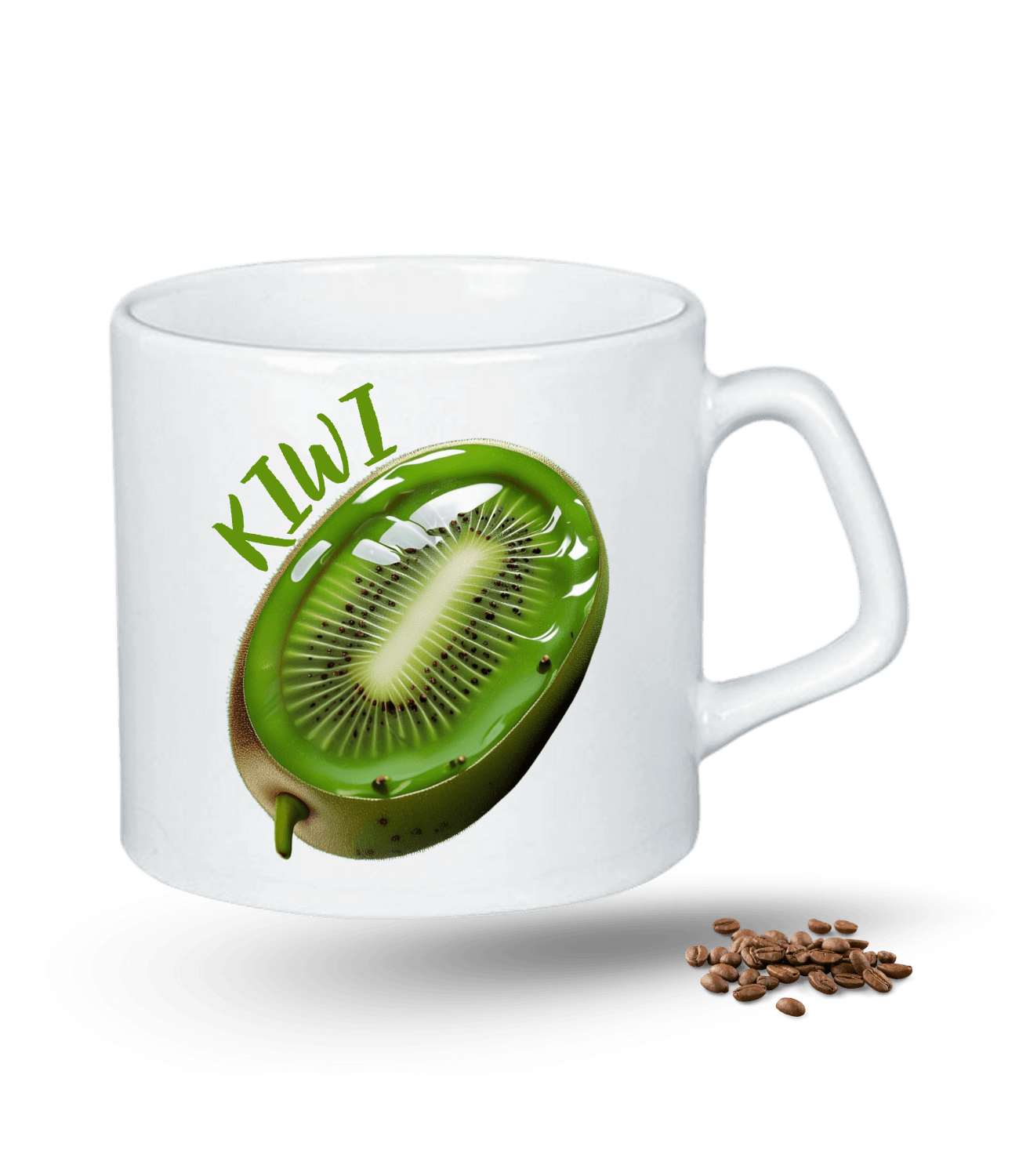 3d Kiwi Baskılı Porselen Afilli Kupa Bardak
