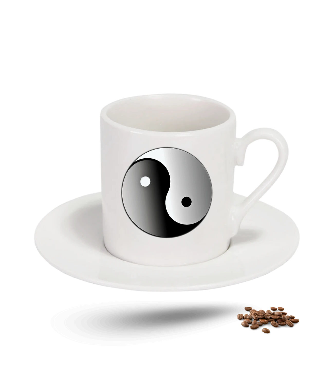 Zodyak Temalı Ying Yang Denge Baskılı Porselen Türk Kahvesi Fincanı Tekli