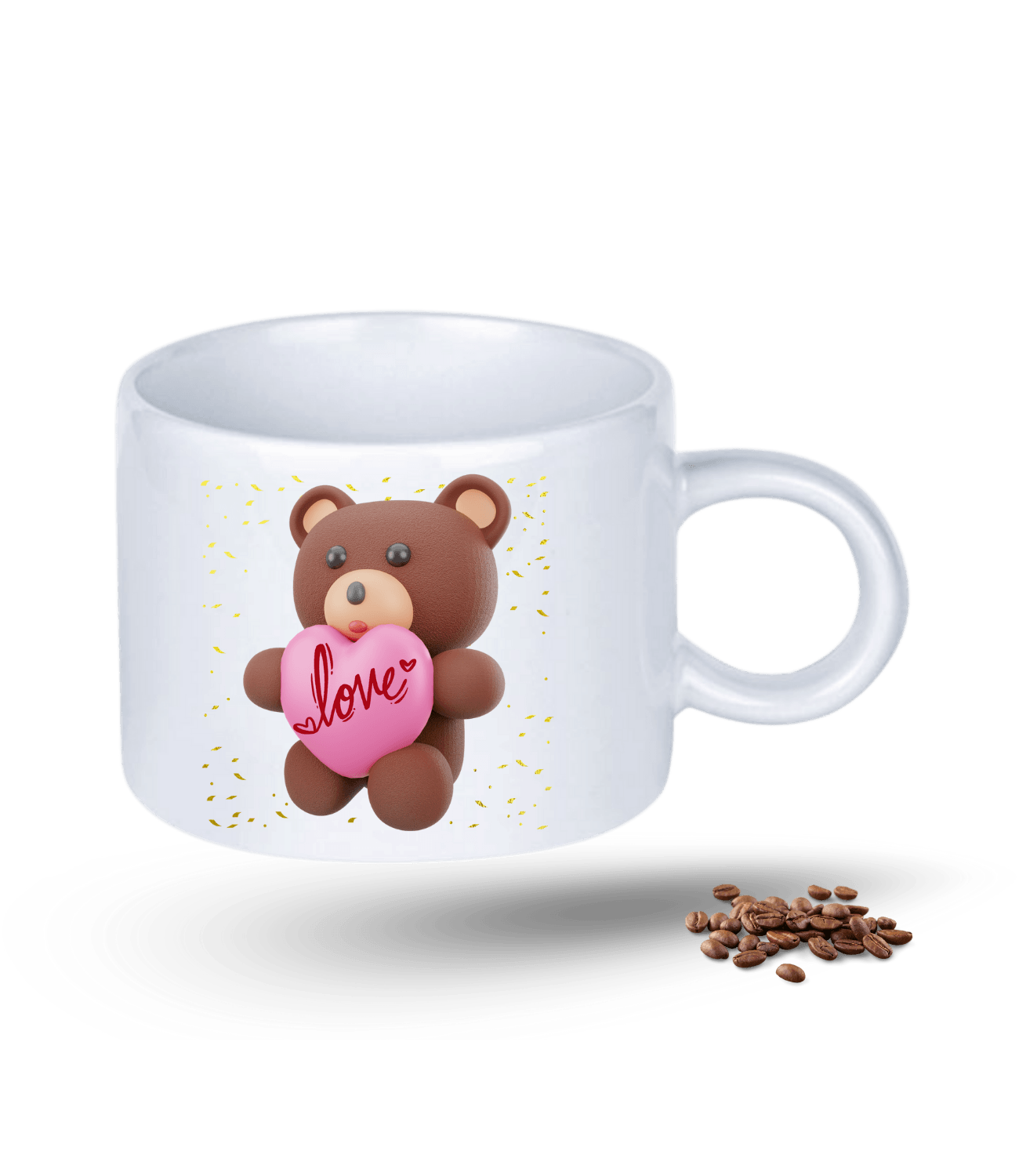 Aşk Temalı Love Ayıcık Baskılı Porselen Motto Kupa Bardak