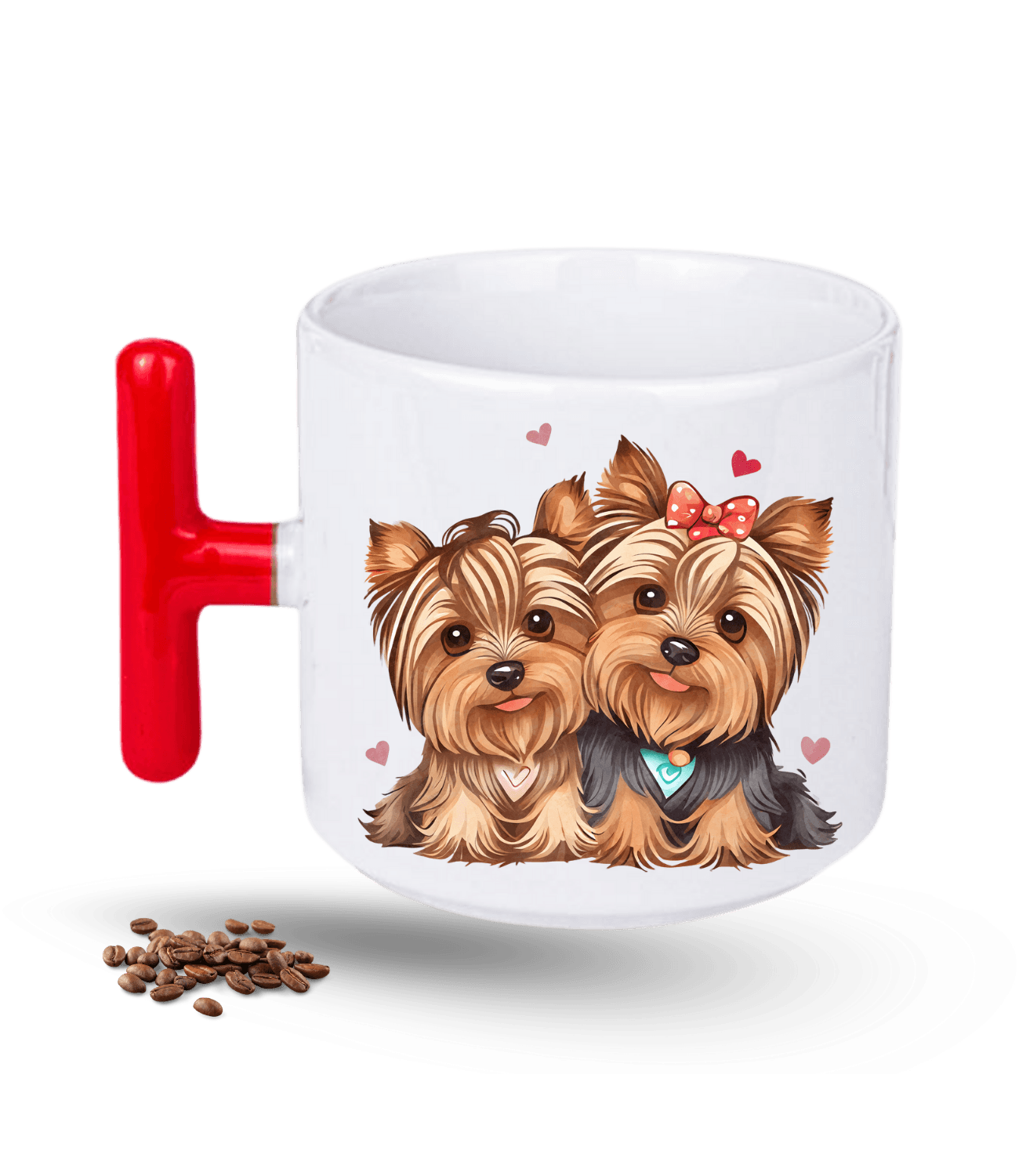 Terrier Cute Köpek Sever Kalpli Baskılı T Saplı Porselen Kupa Bardak