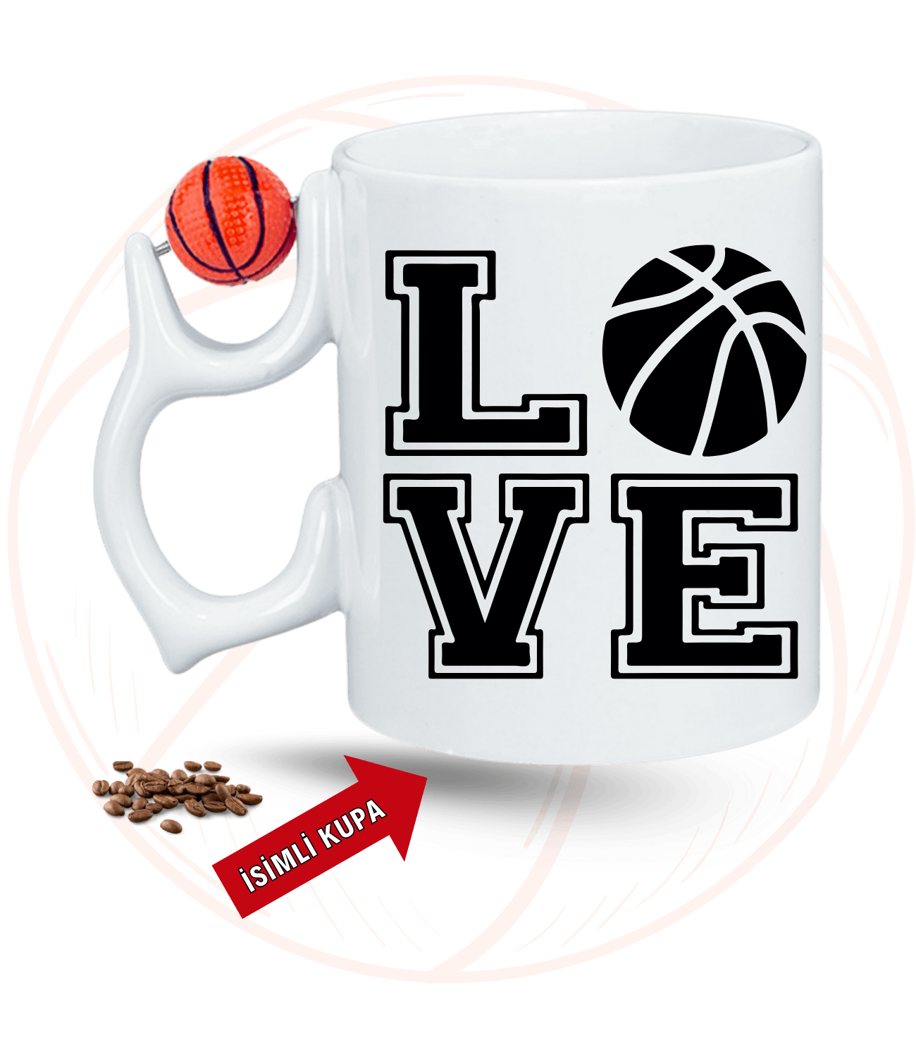 Basketbol Temalı Love Basketbol Toplu Kupa + Baskılı Pamuklu Tişört Kombin