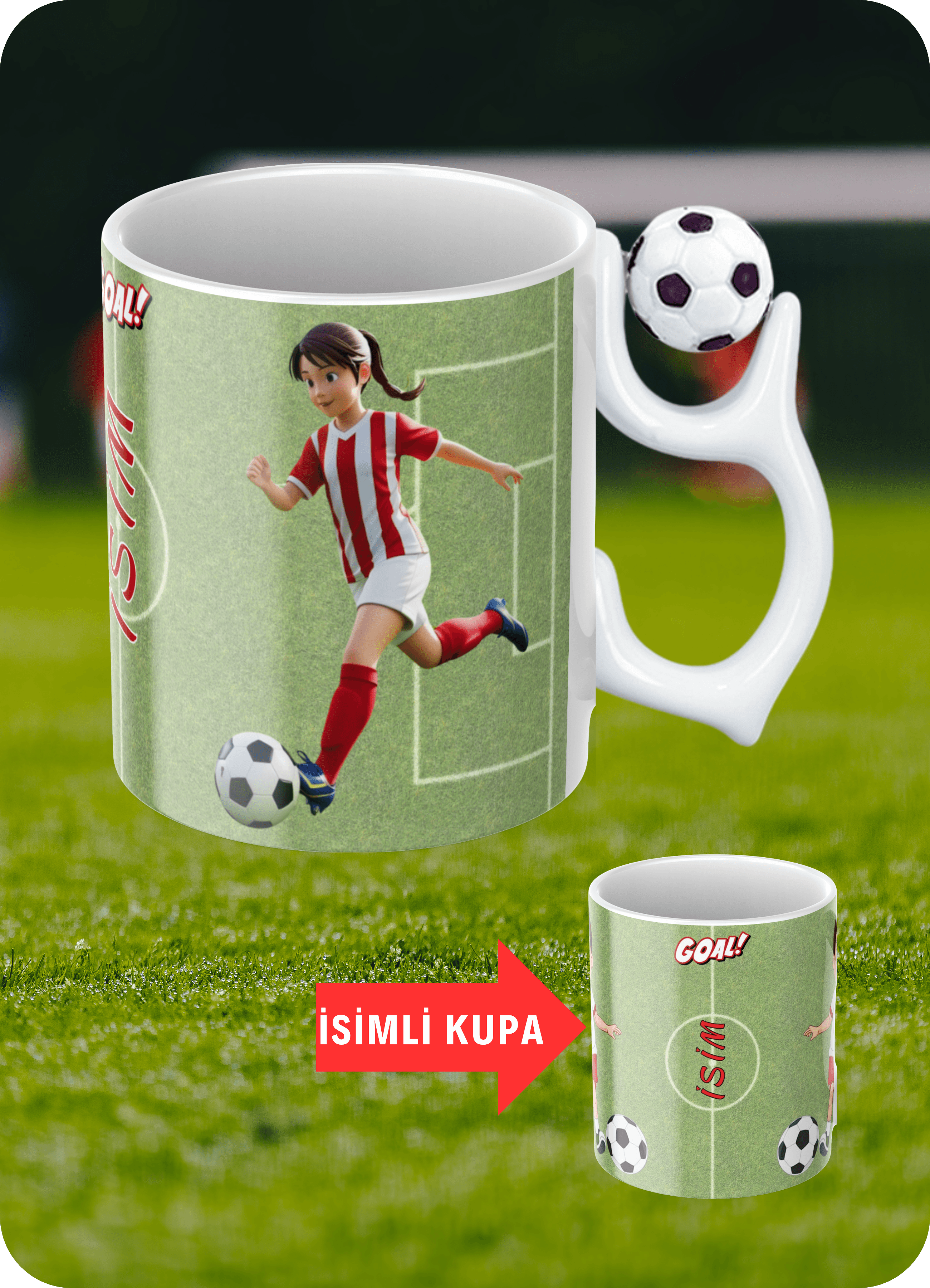Futbol Toplu Milli Takım Kadın Futbolcu İsimli Taraftar Kupa Bardak Çay Kahve Fincanı