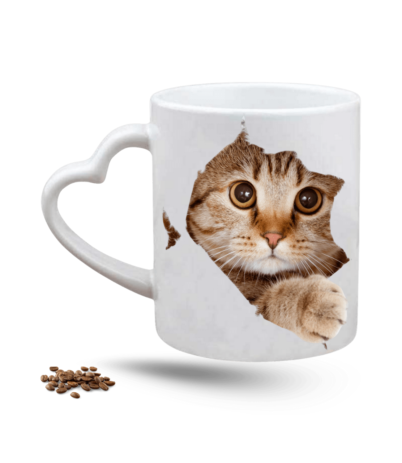 Tekir Kedi Temalı Kedi Sever Baskılı Porselen Kalp Kulp Kupa Bardak