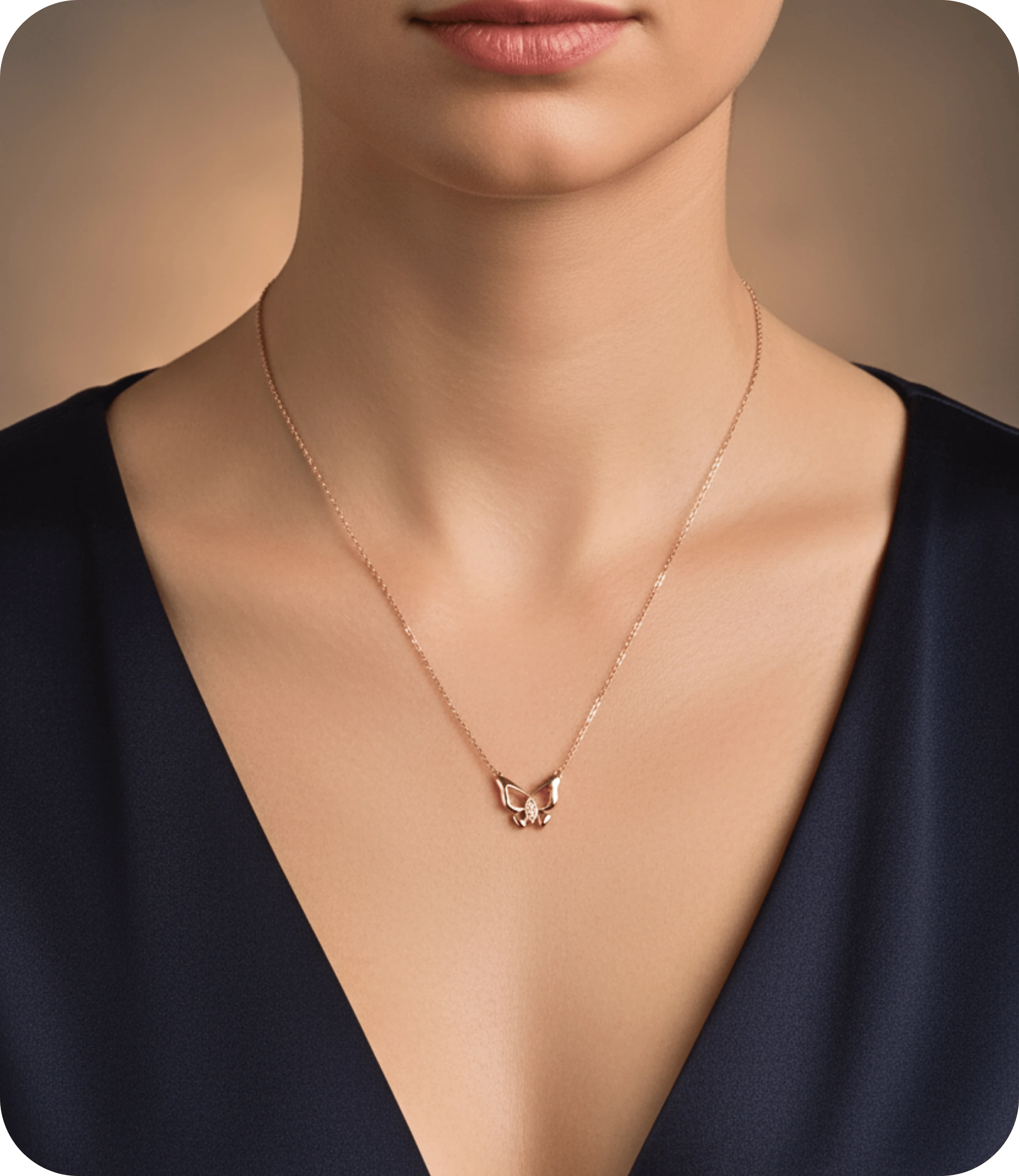 Kelebek Kolye Minimalist Rose Altın Kaplama Vip Seri Kolye Xuping 43cm