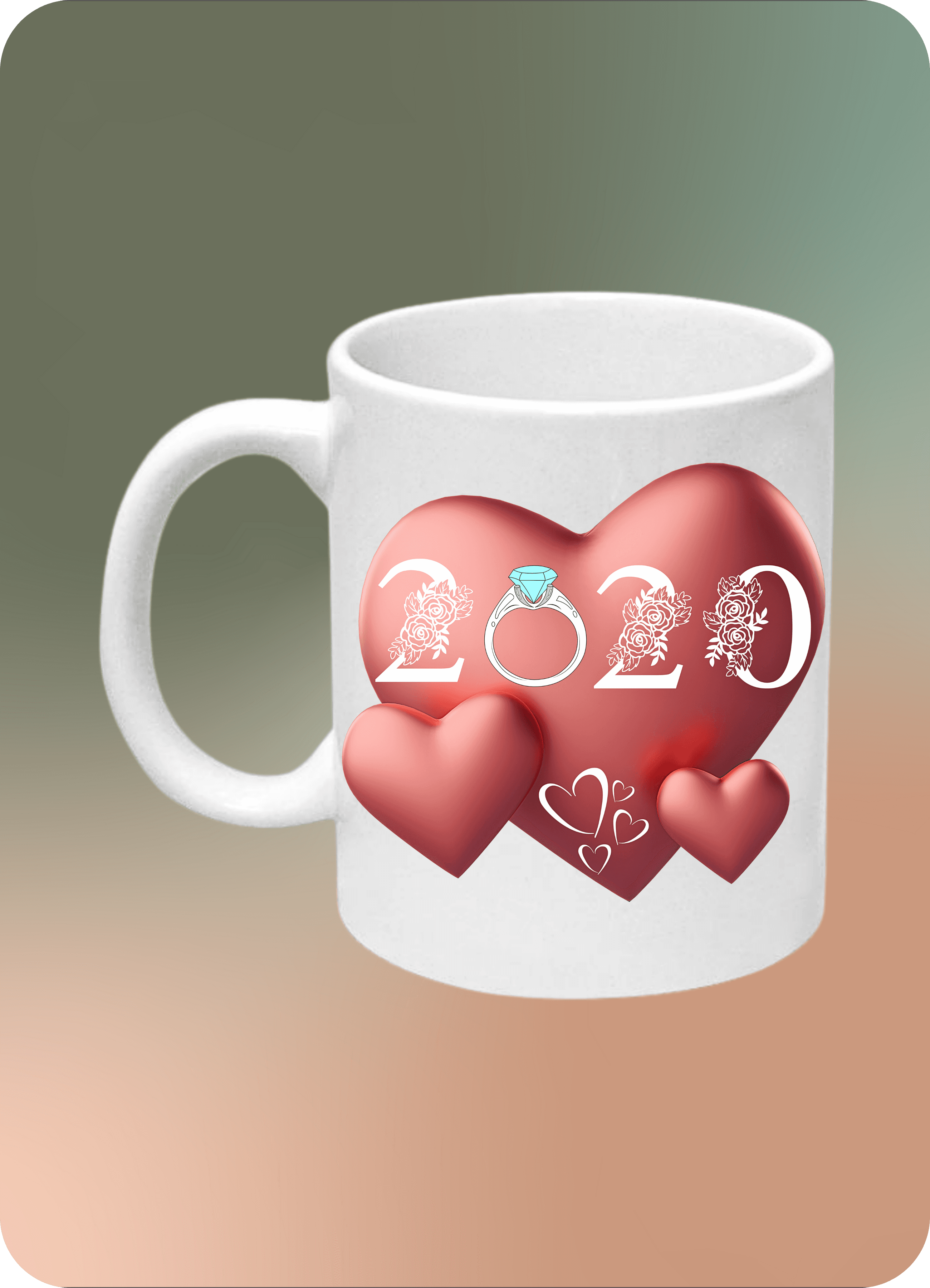 Yıldönümü 2020 Yılı Romantik Baskılı Kupa Bardak Çay Kahve Fincanı