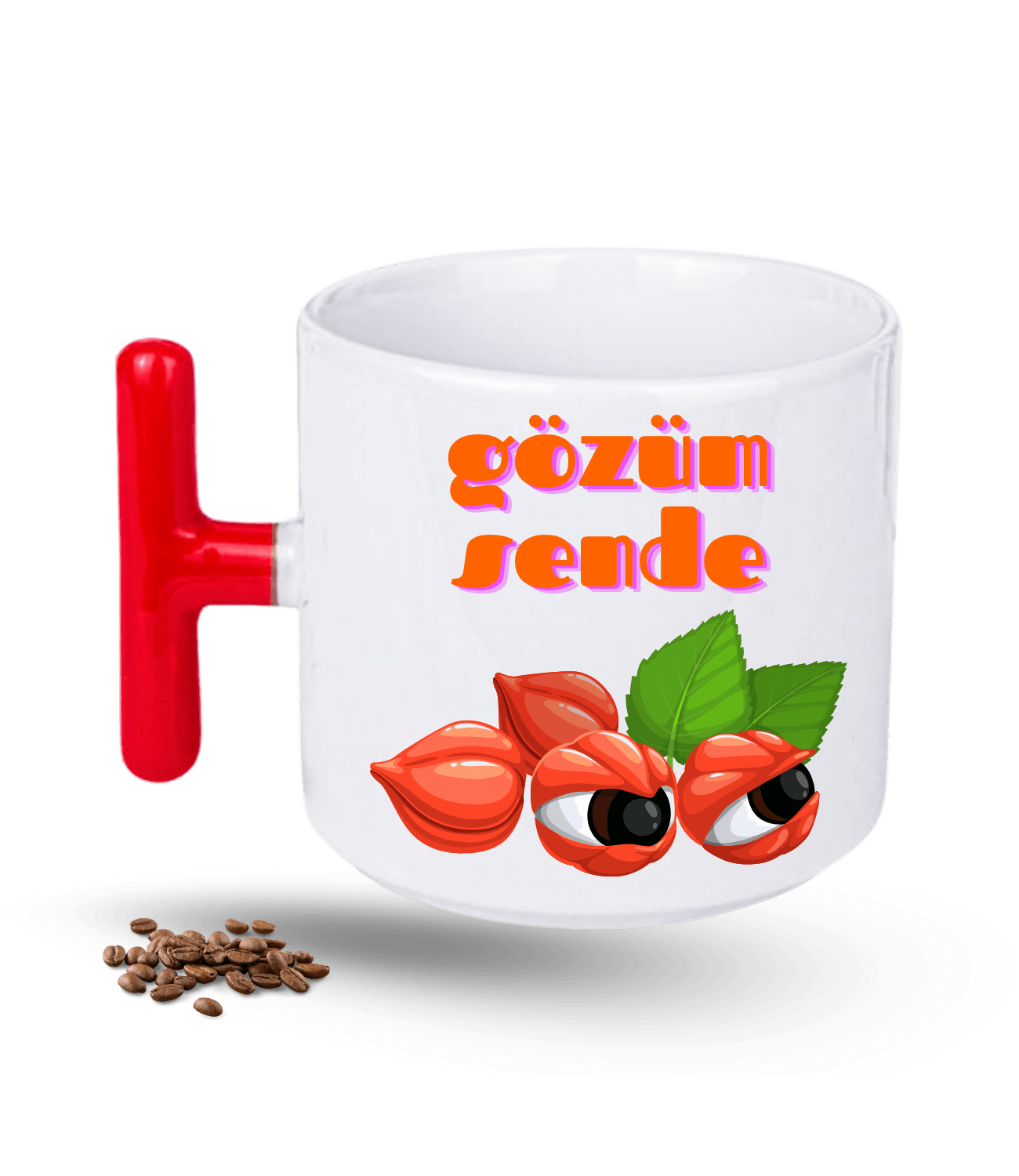 Gözüm Sende Baskılı T Saplı Porselen Kupa Bardak