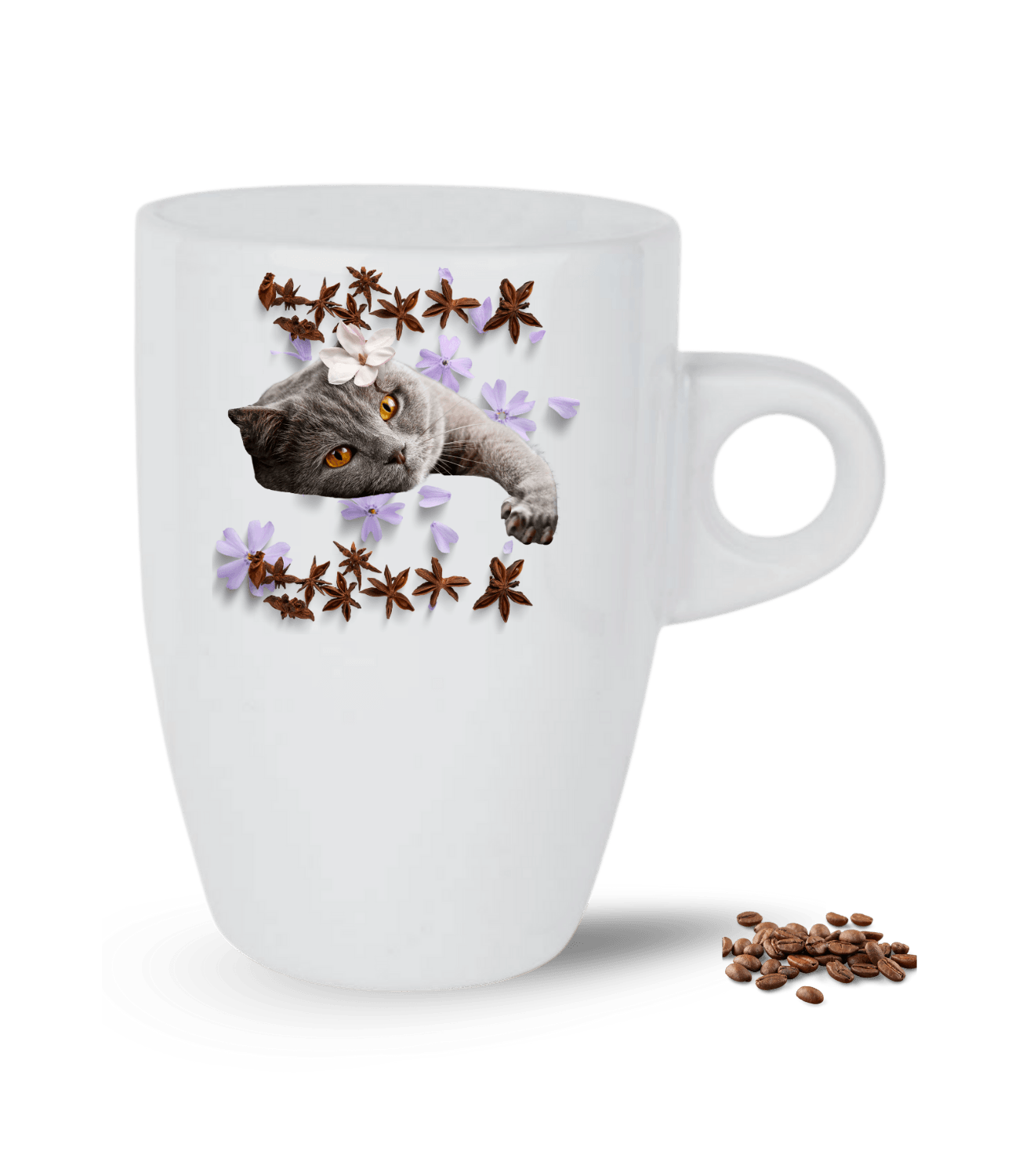 Sevimli Kedi Temalı Kedi Sever Baskılı Porselen Latte Kupa Bardak