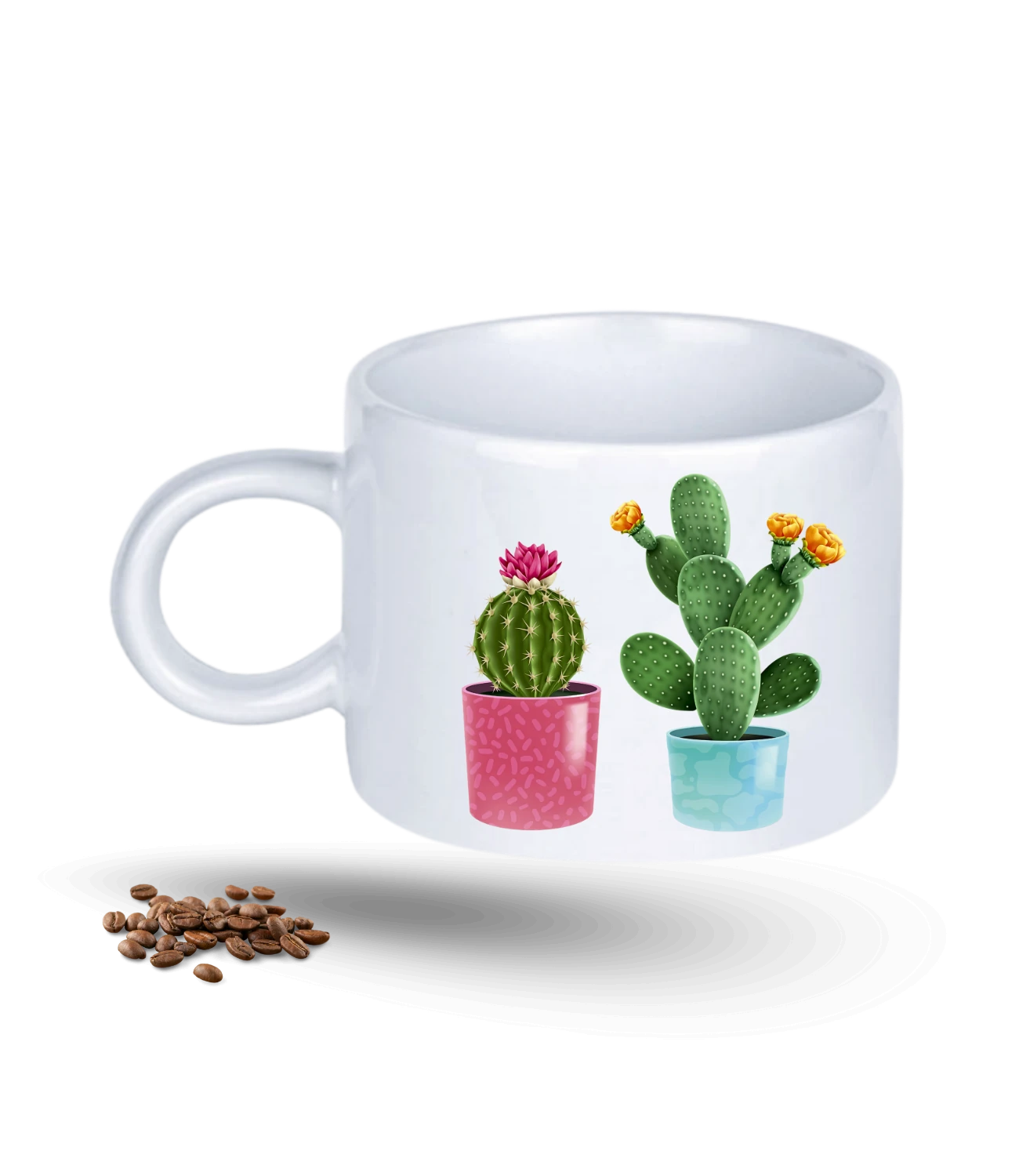 Sevgi Temalı Kaktüs Baskılı Porselen Motto Kupa Bardak