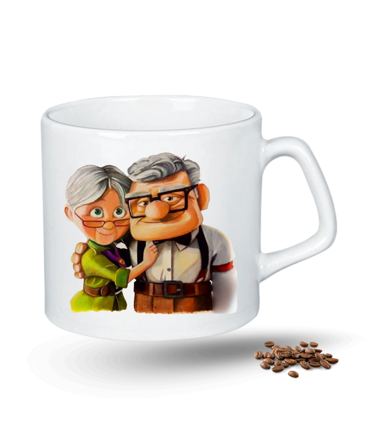 Yukarı Bak Yaşlı Çift Carl and Ellie Baskılı Porselen Afilli Kupa Bardak