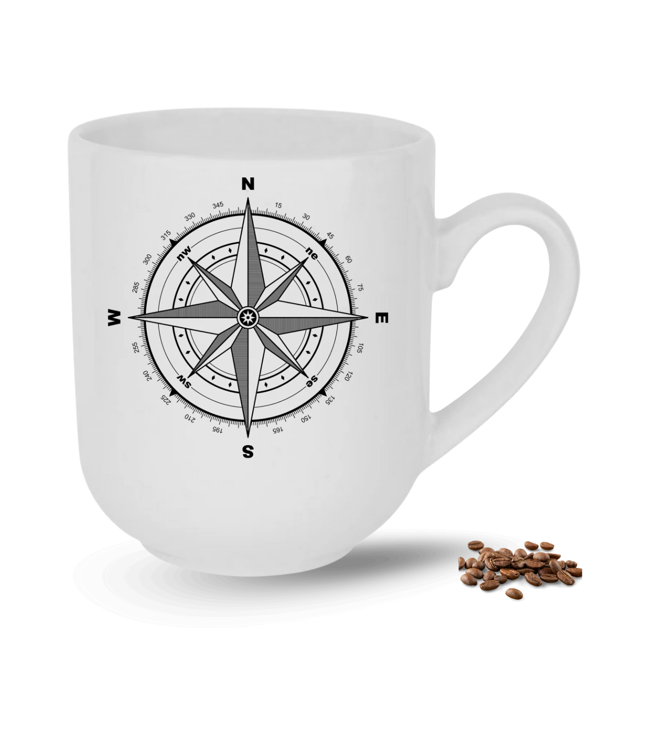 Camping Temalı Pusula Baskılı Elit Lüx Porselen Kupa Bardak