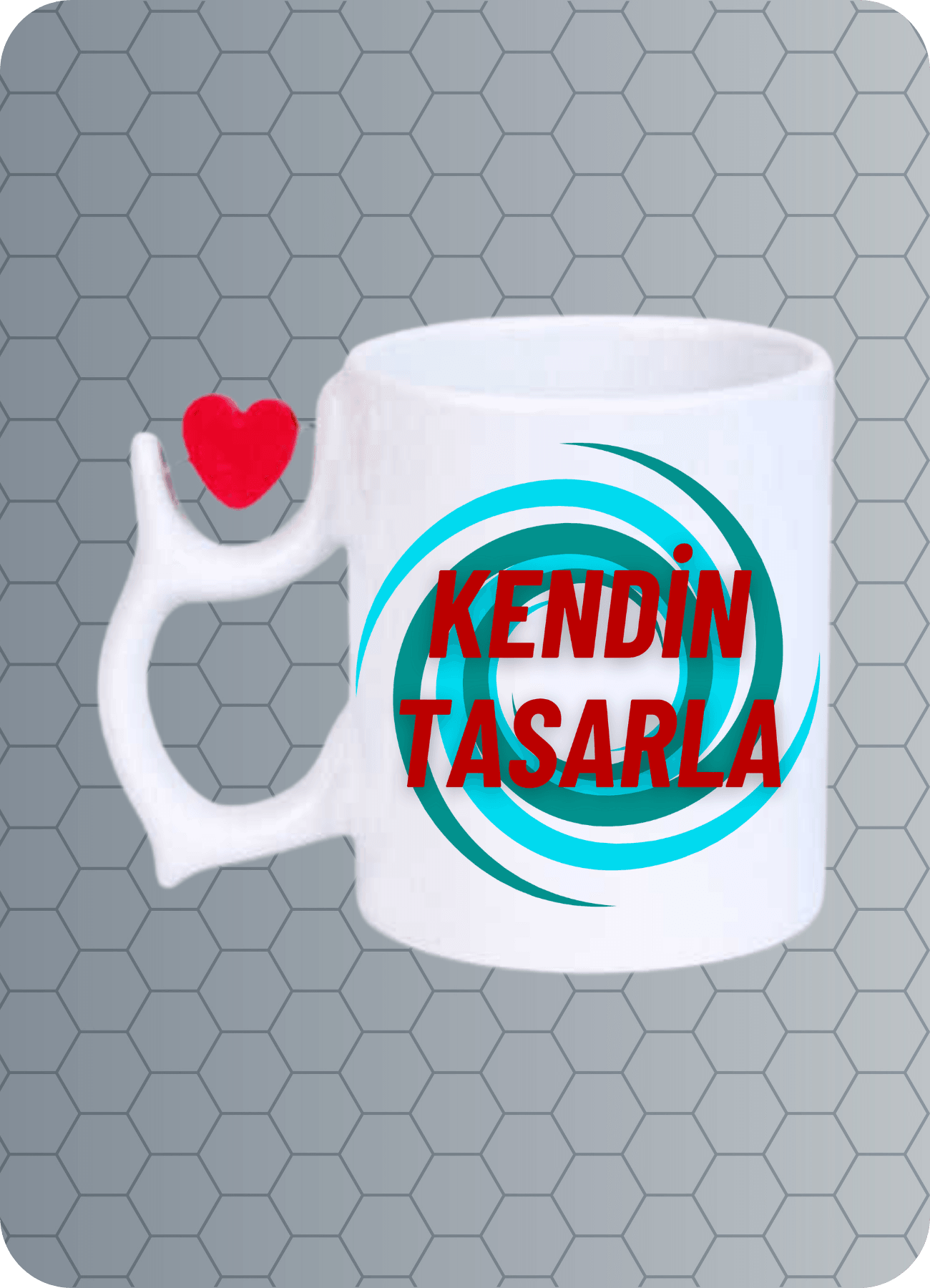 Dönen Kalp Figürlü Kişiye Özel İsimli Resimli Kupa Bardak Çay Kahve Fincanı