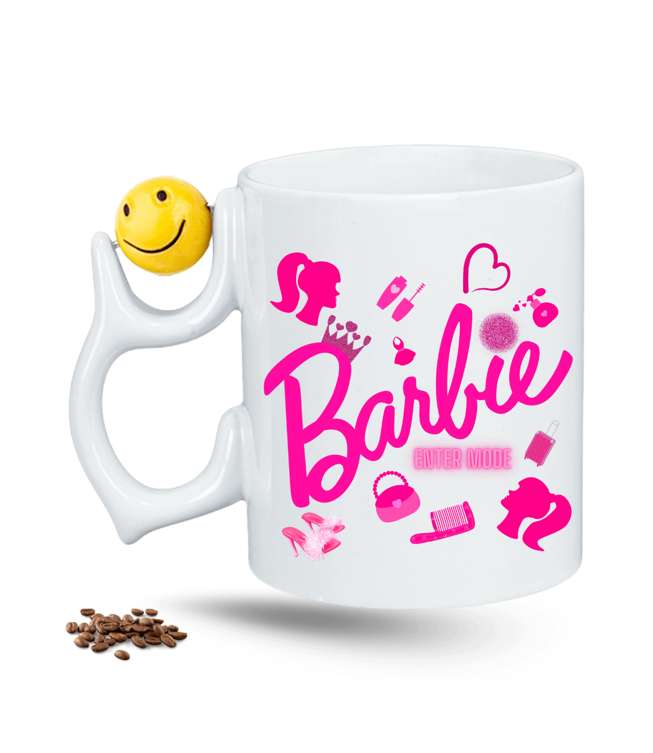 Enter Mode Barbies Baskılı Emoji Dönen Toplu Kupa Bardak Çay Kahve Fincanı