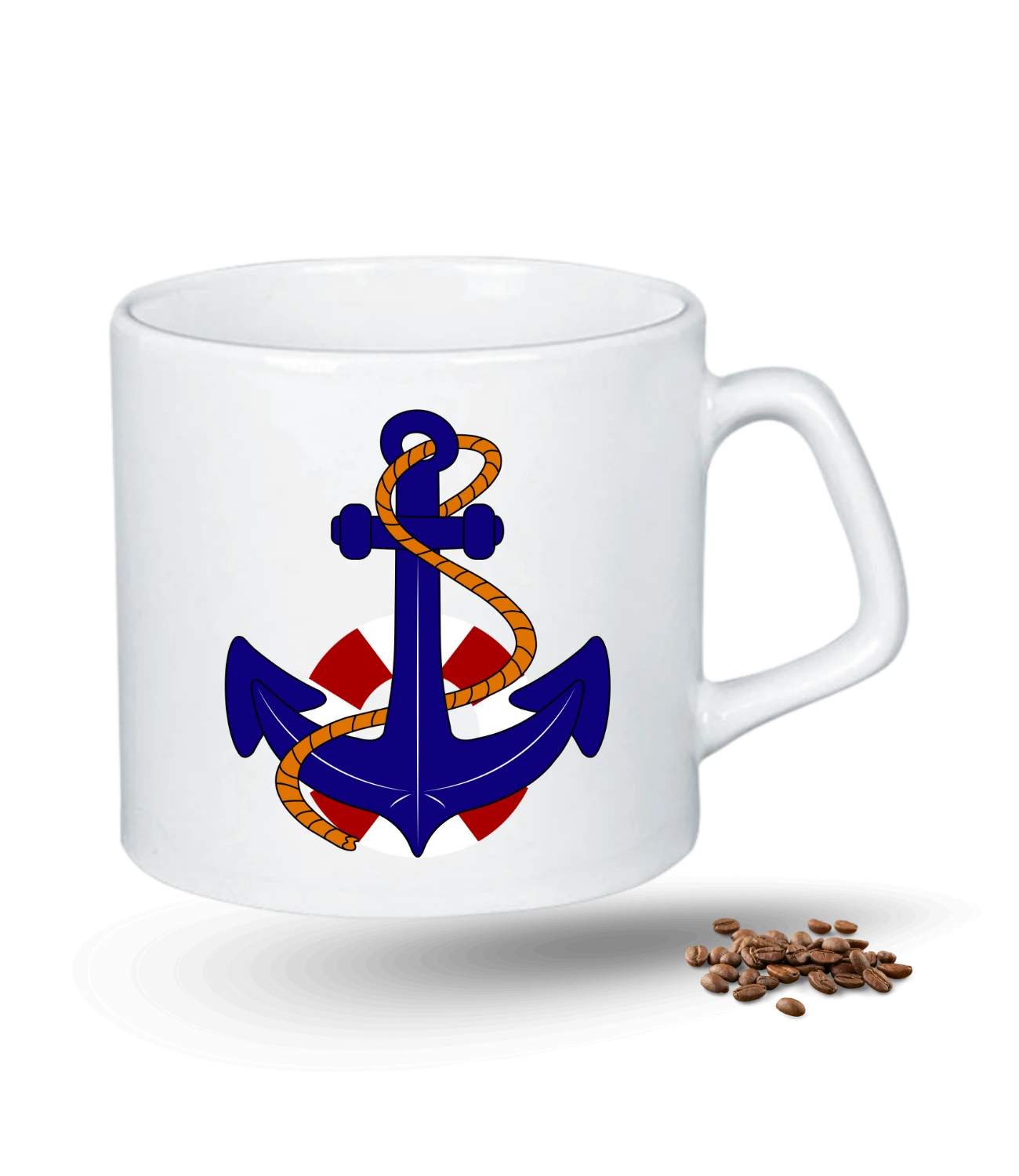 Denizci Temalı Çapa Baskılı Porselen Afilli Kupa Bardak