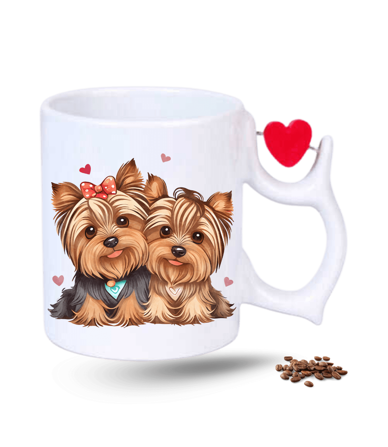 Terrier Cute Köpek Sever Kalpli Baskılı Porselen Dönen Kalp Figürlü Kupa Bardak