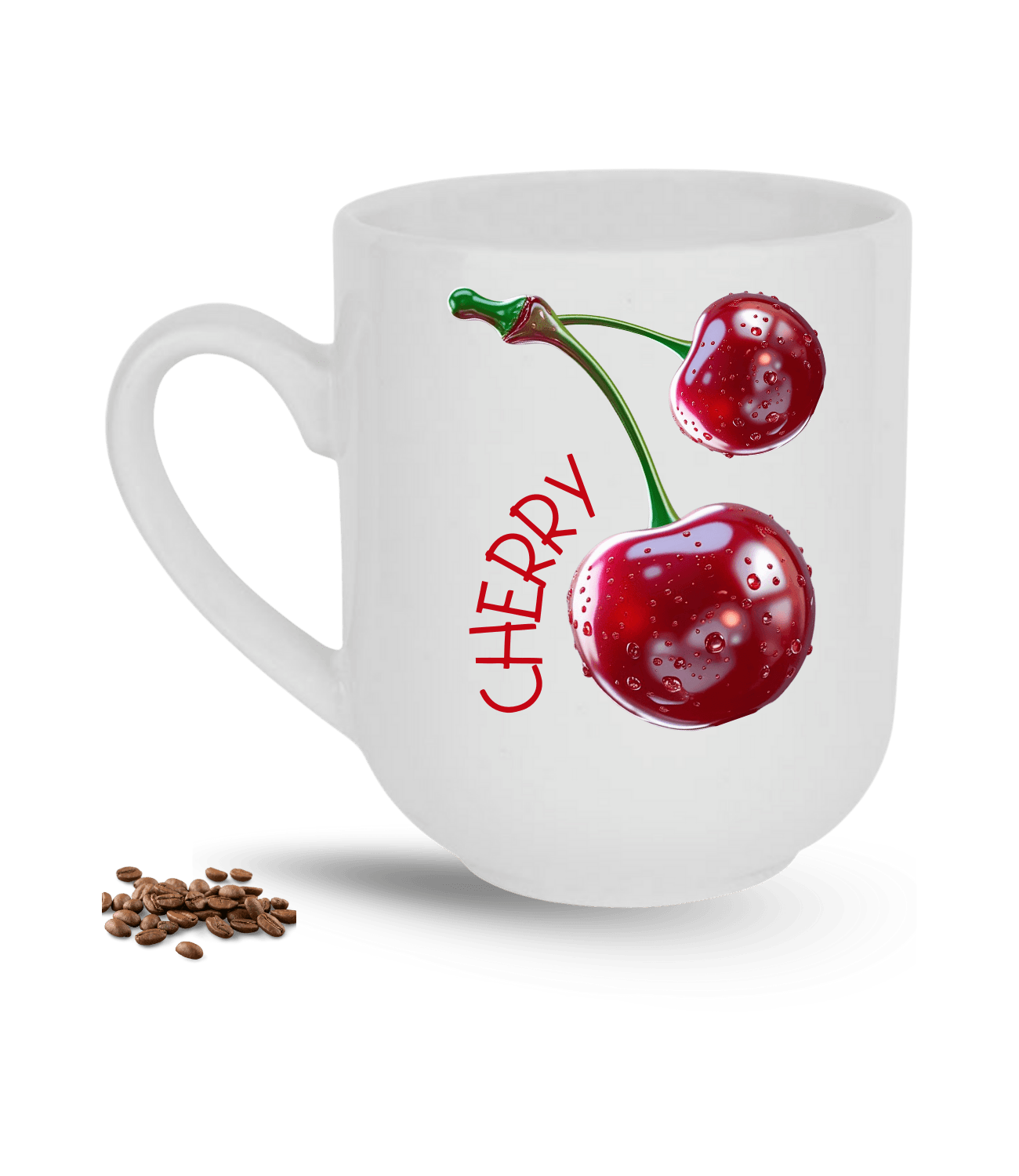 3d Kiraz Cherry Baskılı Elit Lüx Porselen Kupa Bardak