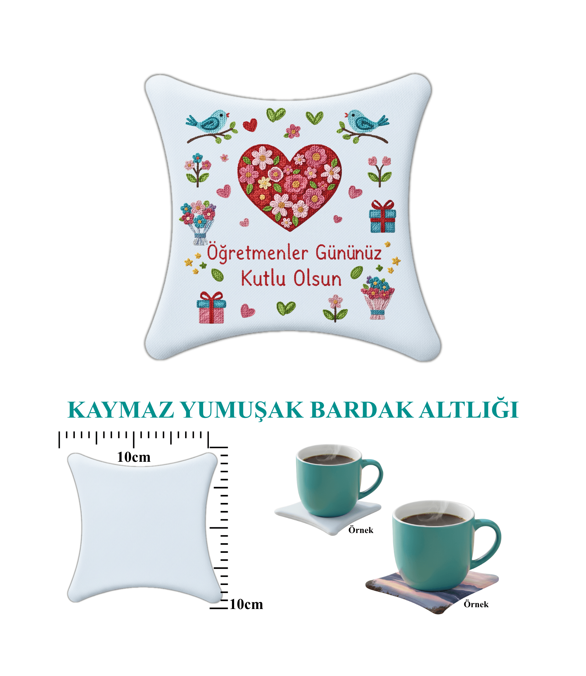 Öğretmenler Günü Hediyesi Kaymaz İsimli Bardak Altlığı-1