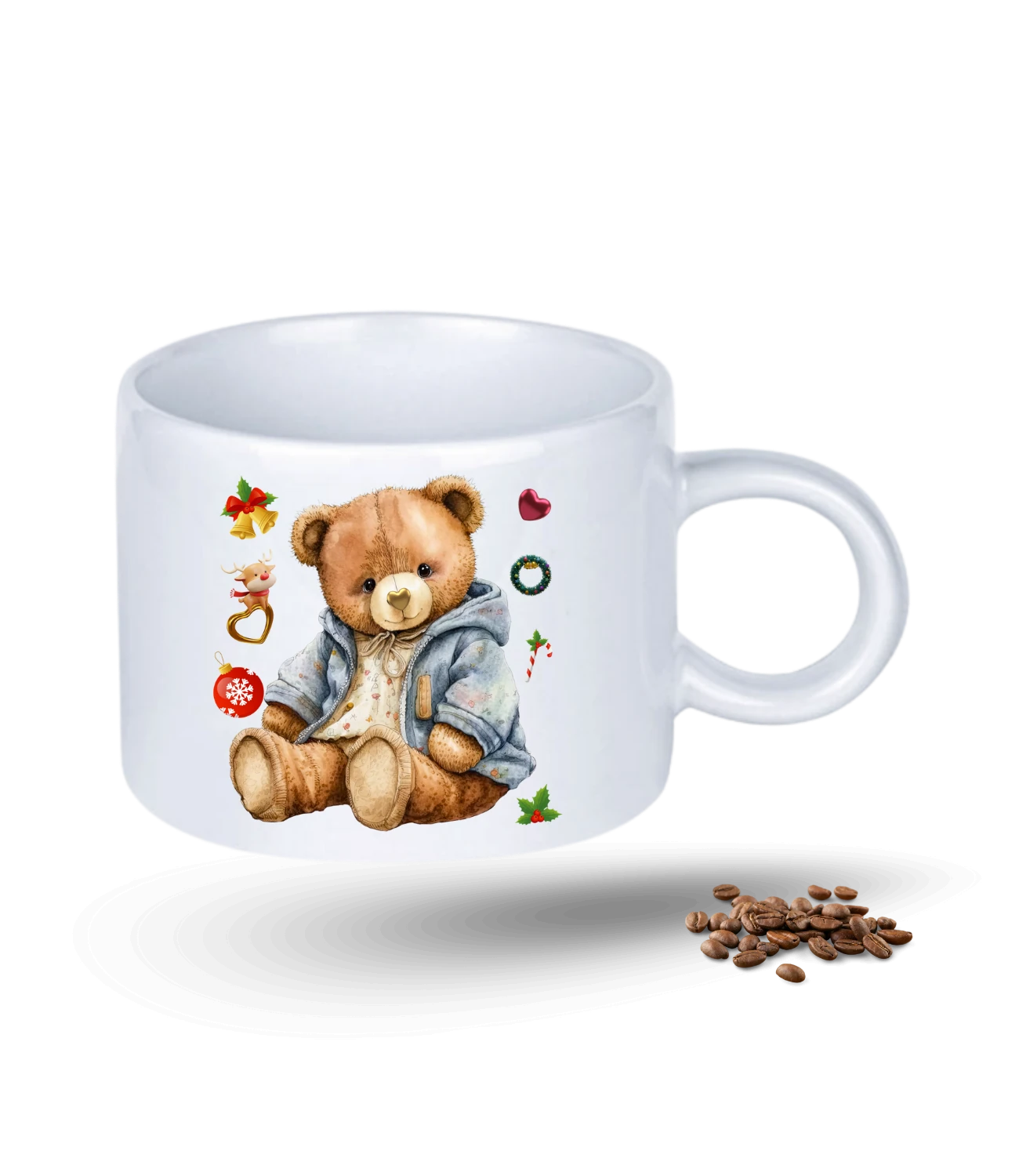 Noel Temalı Yılbaşı Teddy Ayıcık Baskılı Porselen Motto Kupa Bardak