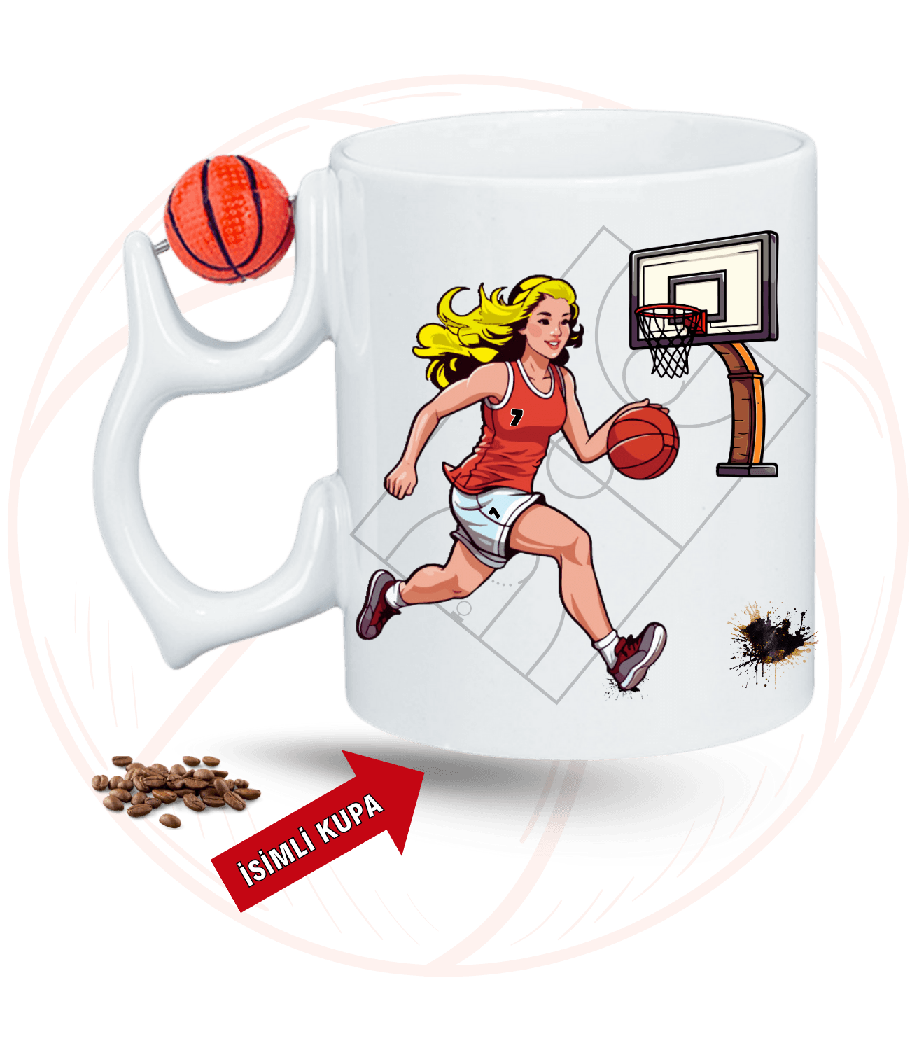 Basketbol Kadın Oyunculu Basketbol Toplu Kupa + Baskılı Pamuklu Tişört Kombin-2