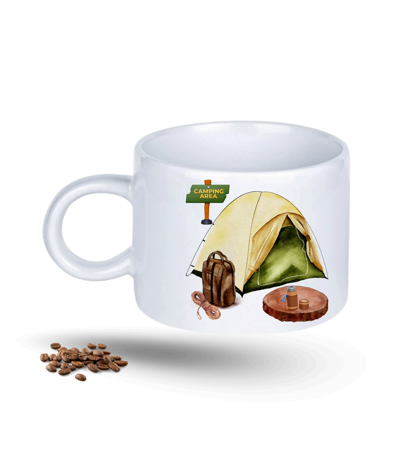Camping Temalı Kamp Çadırı Baskılı Porselen Motto Kupa Bardak