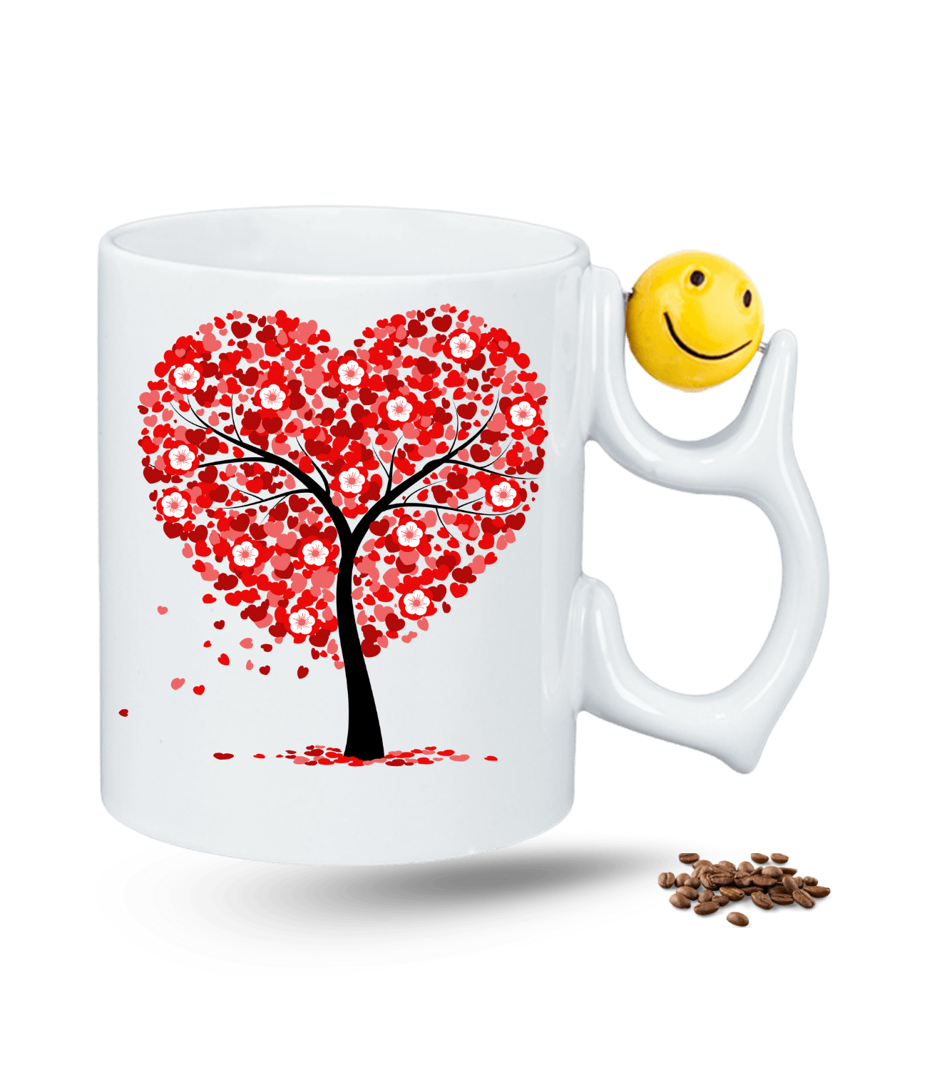 Kalpli Hayat Ağacı Baskılı Emoji Dönen Toplu Kupa Bardak Çay Kahve Fincanı