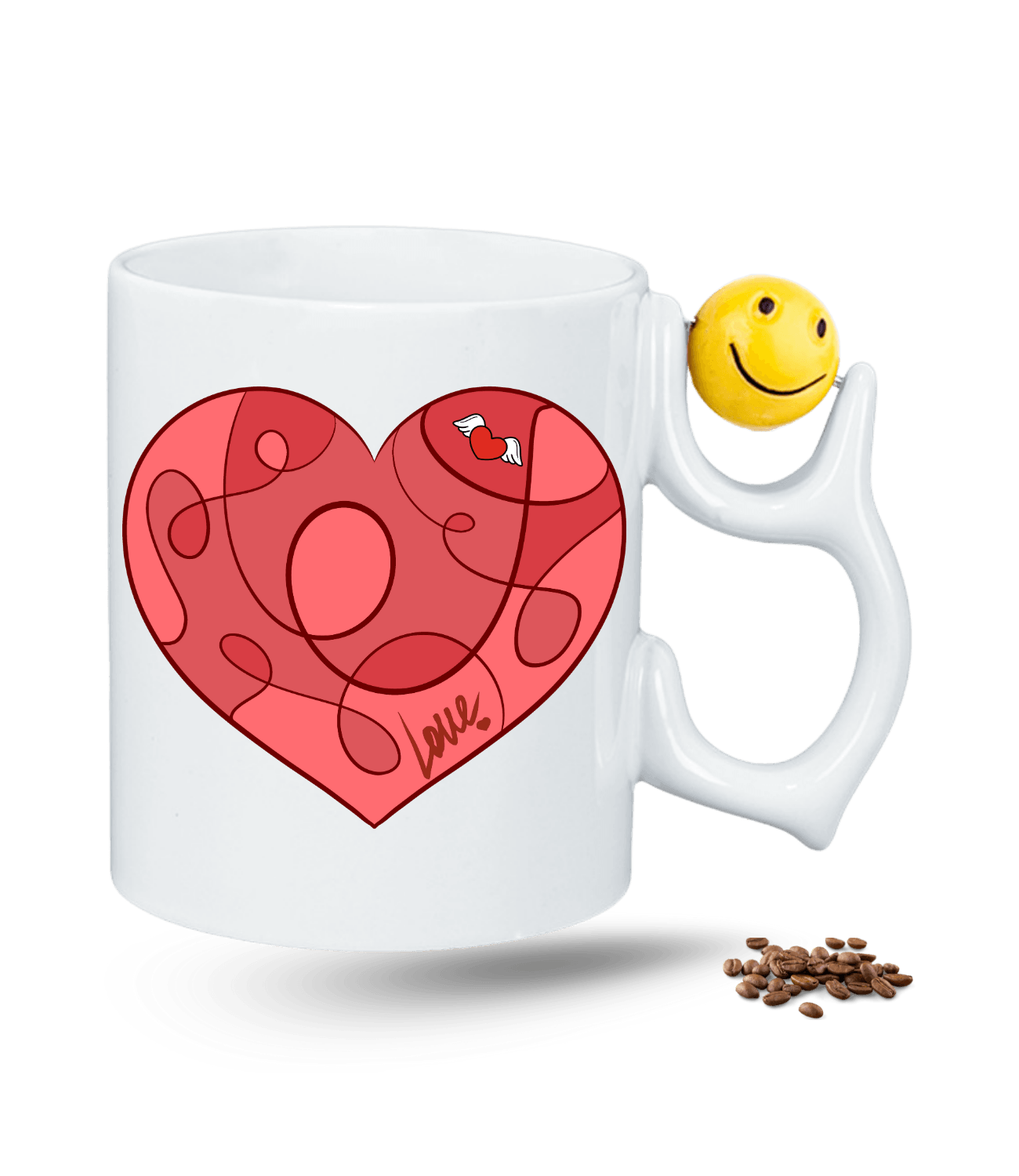 Kalpli Love Baskılı Emoji Dönen Toplu Kupa Bardak Çay Kahve Fincanı