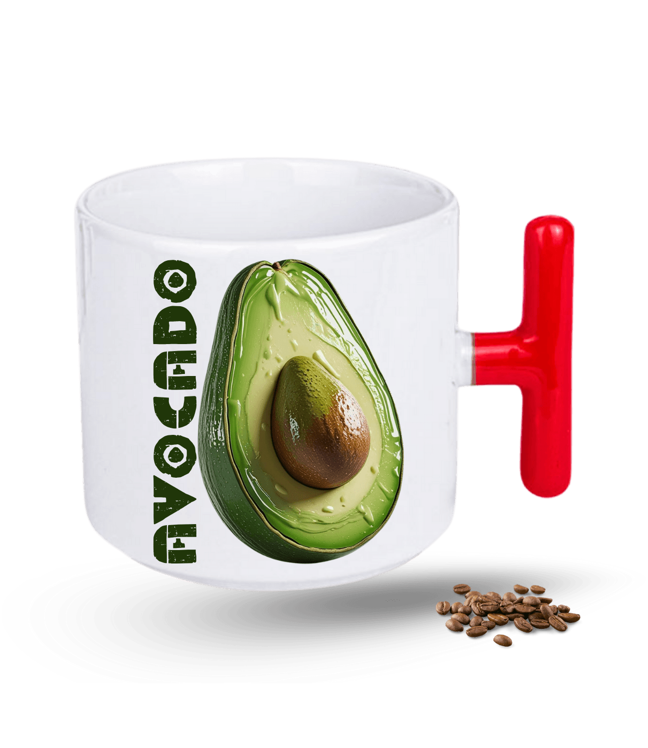 3d Avokado Baskılı T Saplı Porselen Kupa Bardak