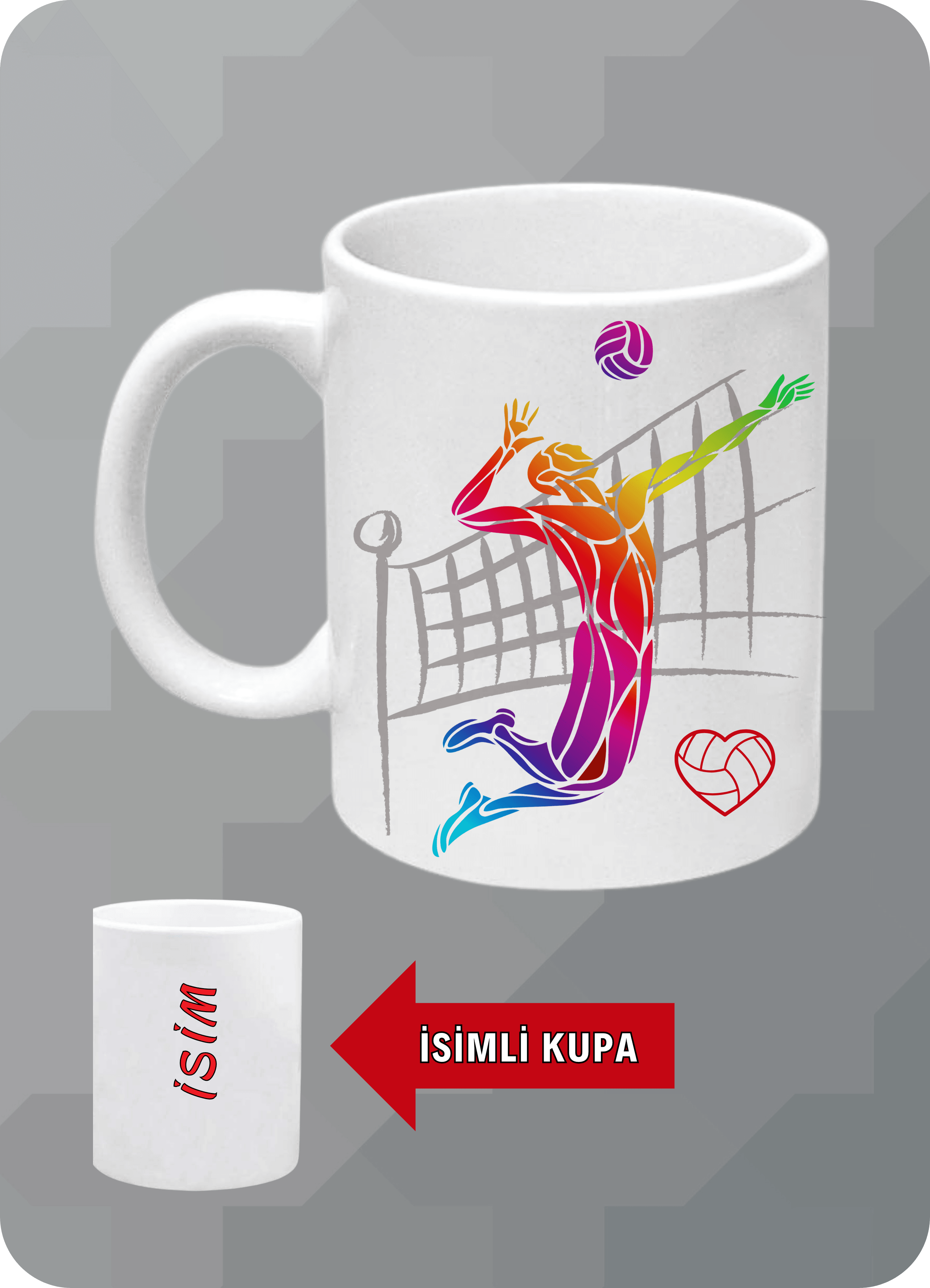 Voleybol Temalı Erkek Voleybolcu Kupa Bardak Çay Kahve Fincanı-1