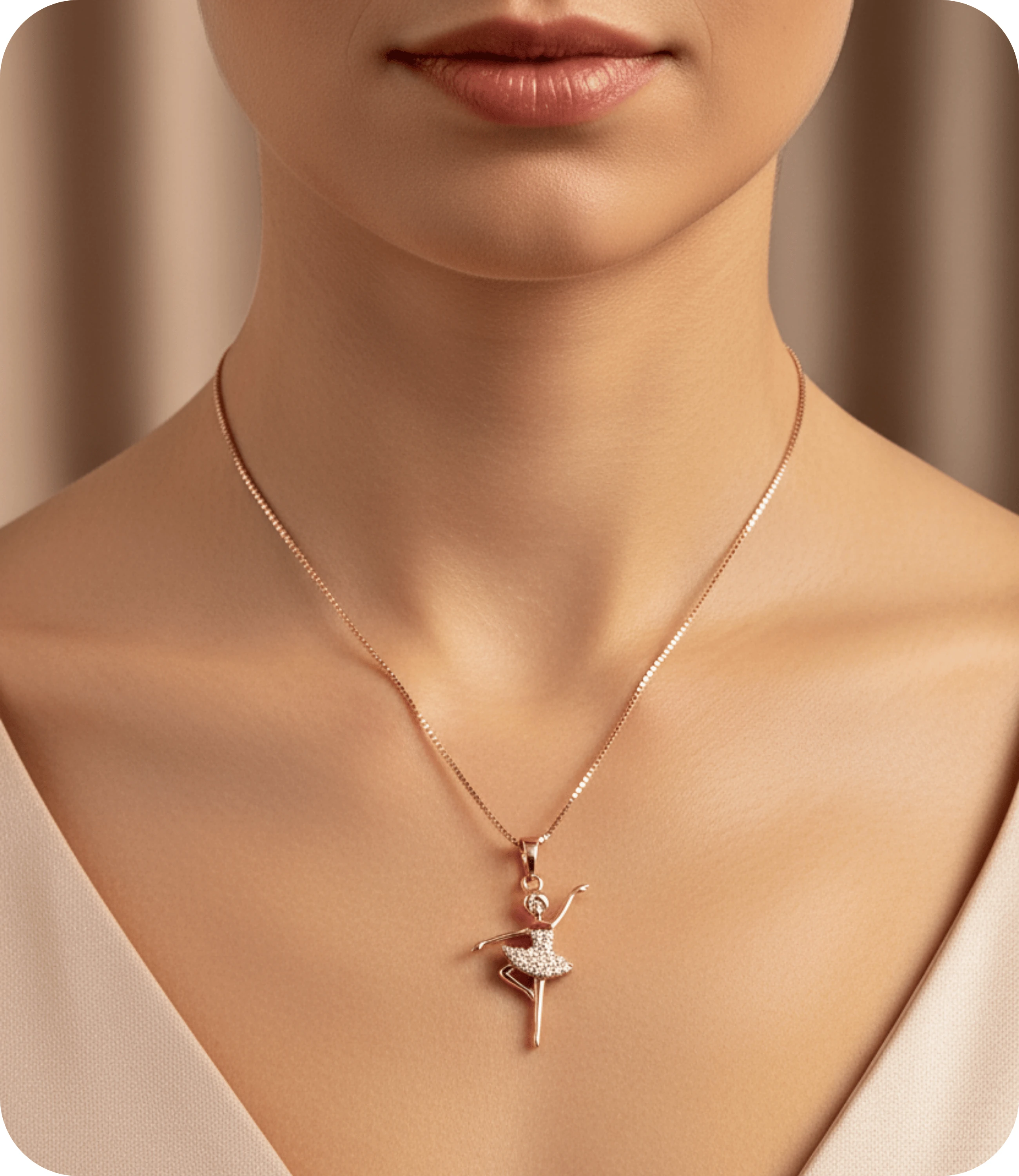 Balerin Kız Temalı Rose Altın Kaplama Vip Seri Kolye Xuping 43cm