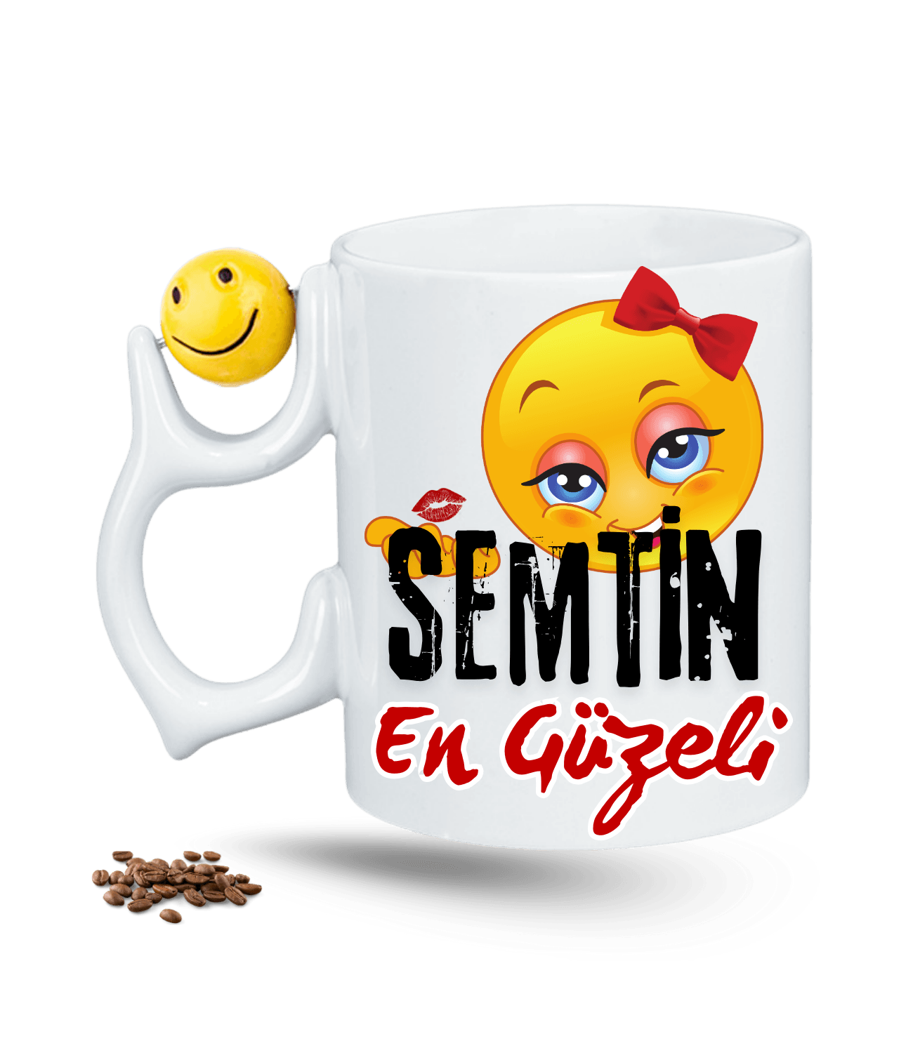 Semtin En Güzeli Baskılı Emoji Dönen Toplu Kupa Bardak Çay Kahve Fincanı
