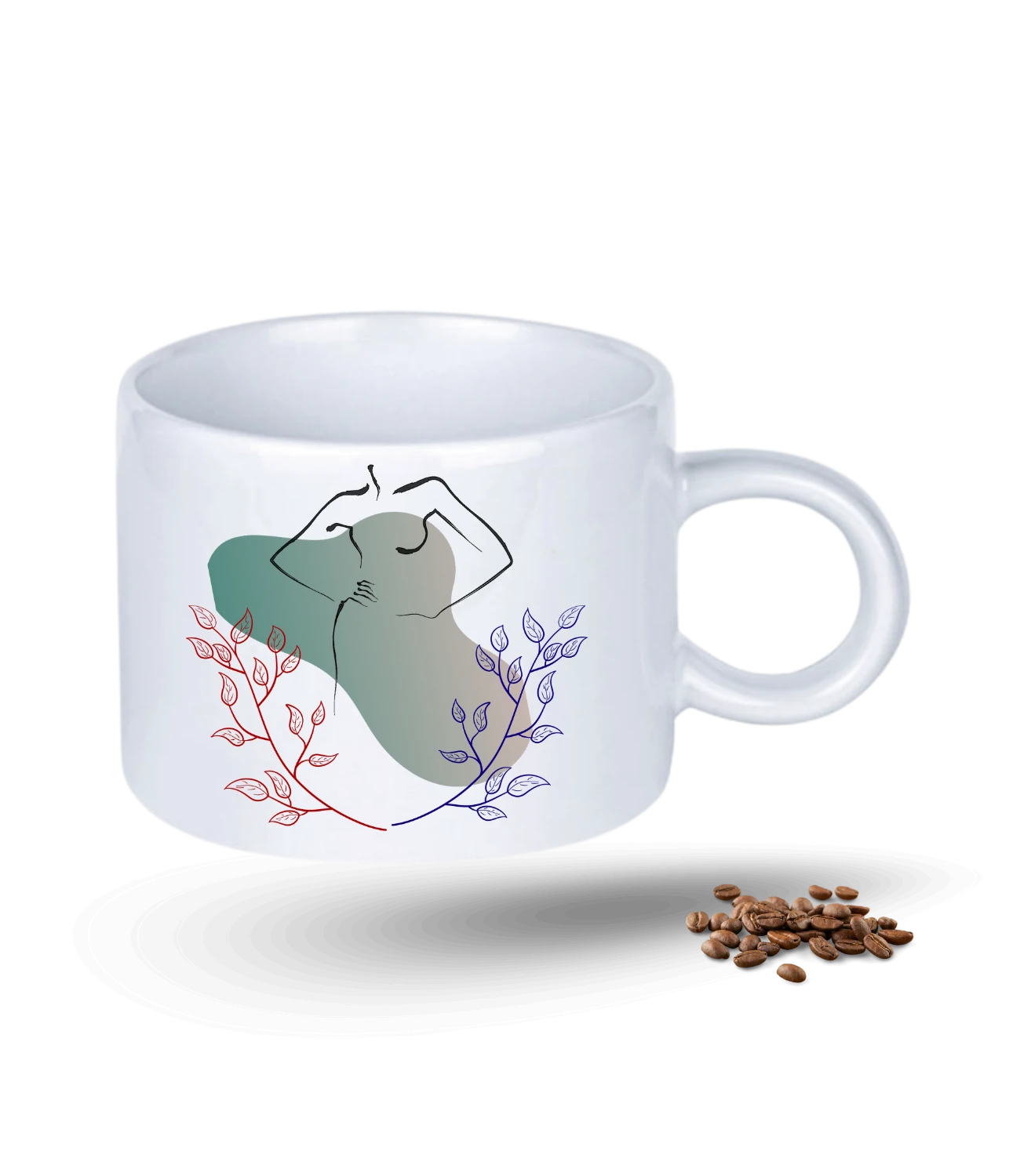 Sluet Temalı Modern Kadın Baskılı Porselen Motto Kupa Bardak