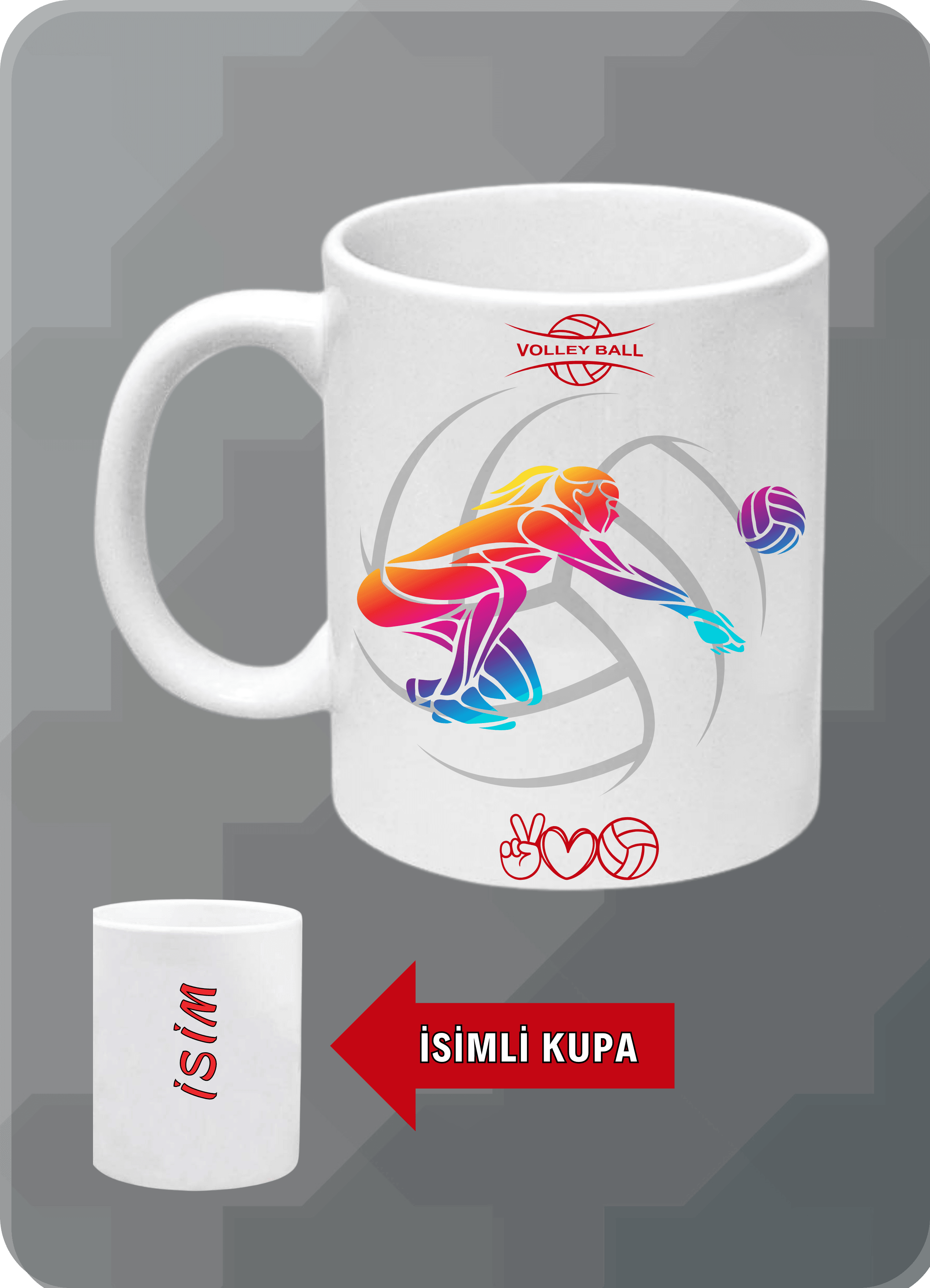 Voleybol Temalı Kadın Voleybolcu Kupa Bardak Çay Kahve Fincanı-2