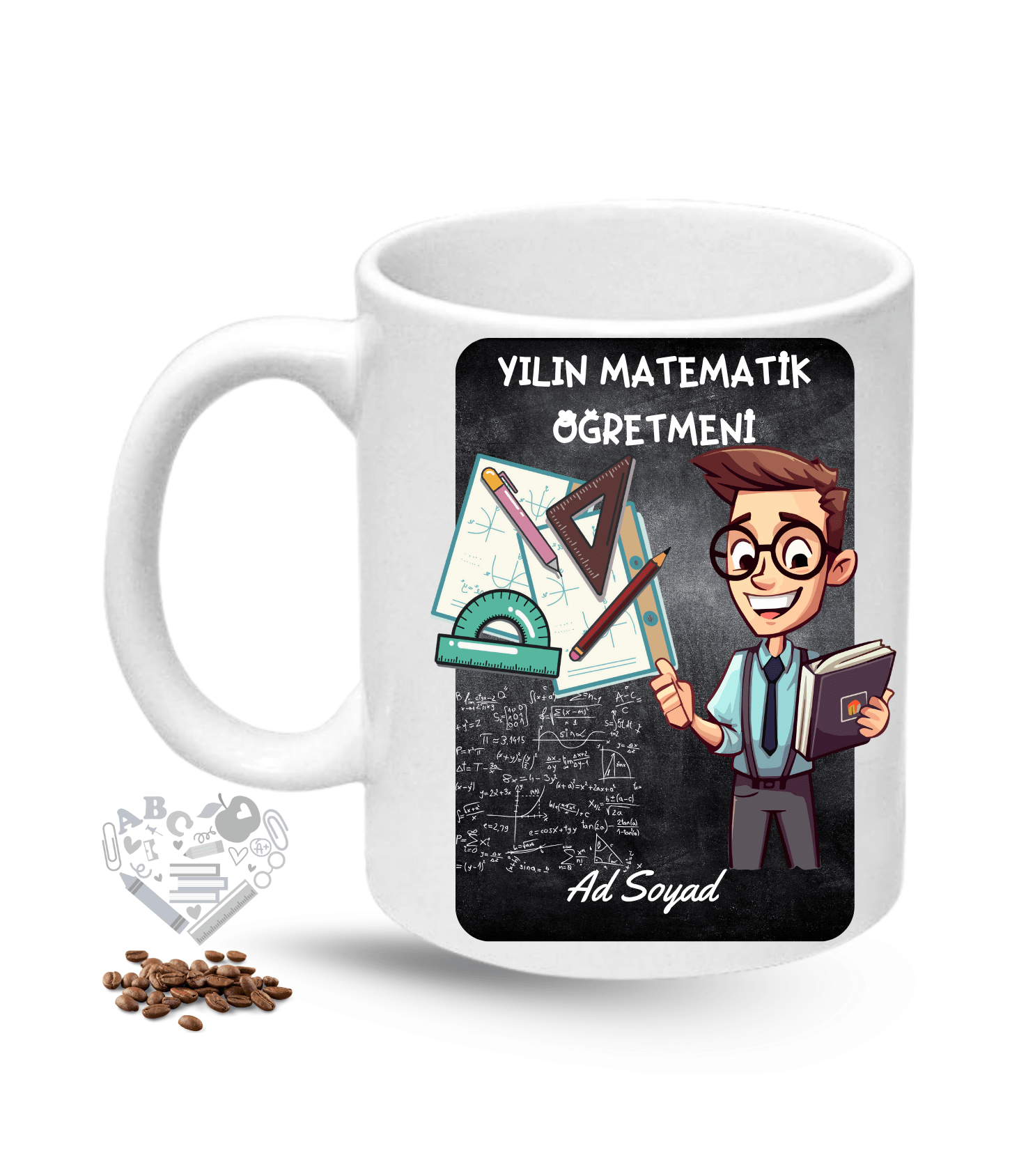 Matematik Öğretmeni Erkek Öğretmenler Günü Hediyesi İsimli Baskılı Porselen Kupa Bardak