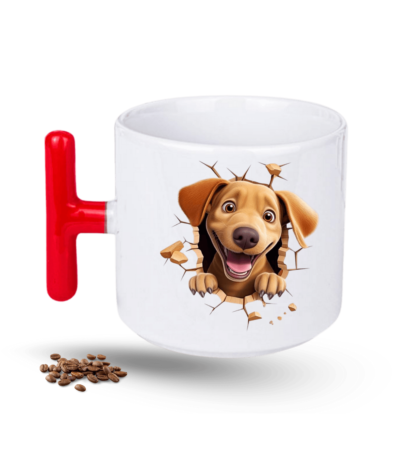 Sevimli Köpek Temalı Köpek Sever Baskılı T Saplı Porselen Kupa Bardak
