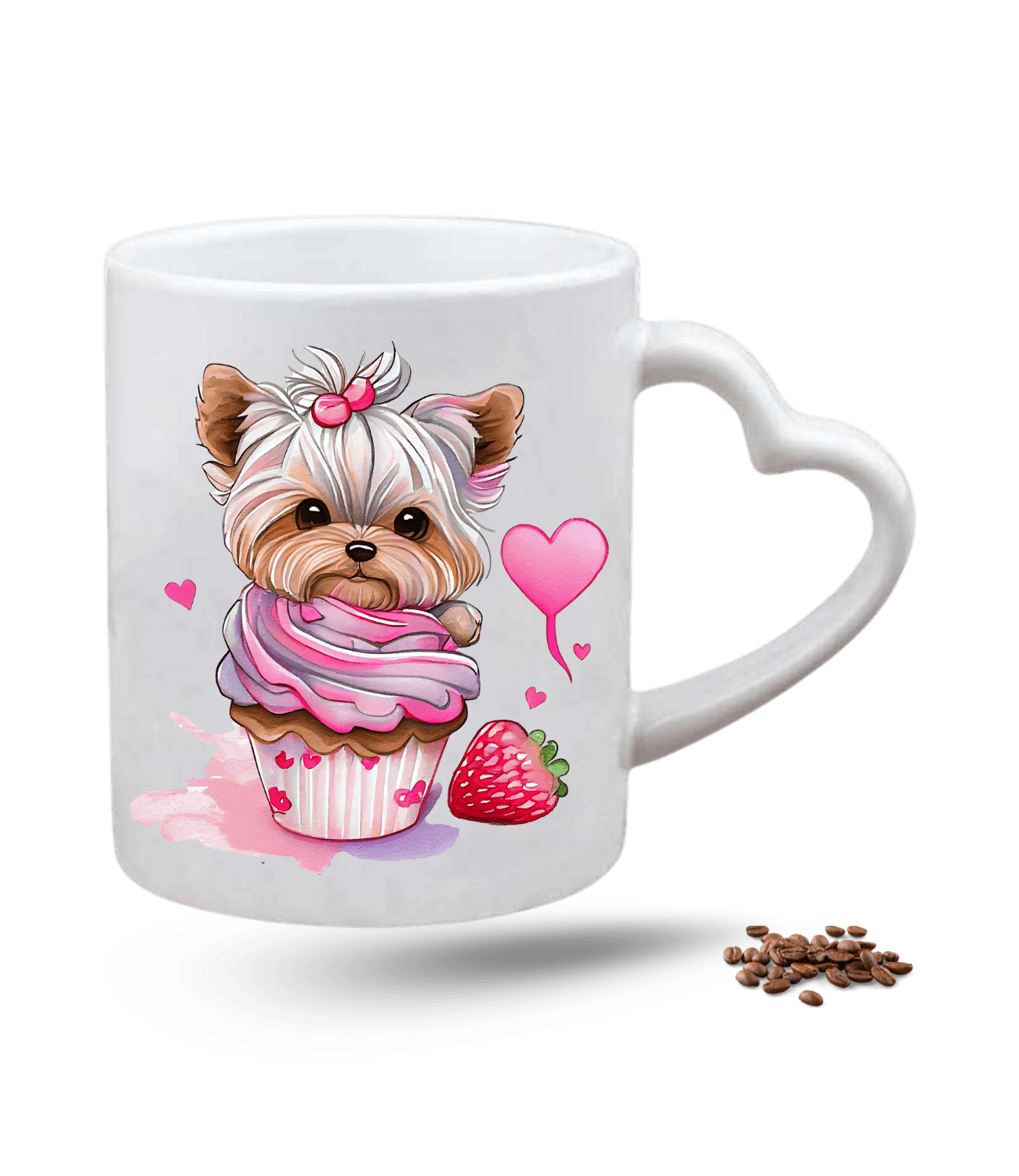 Terrier Cute Köpek Sever Baskılı Porselen Kalp Kulp Kupa Bardak