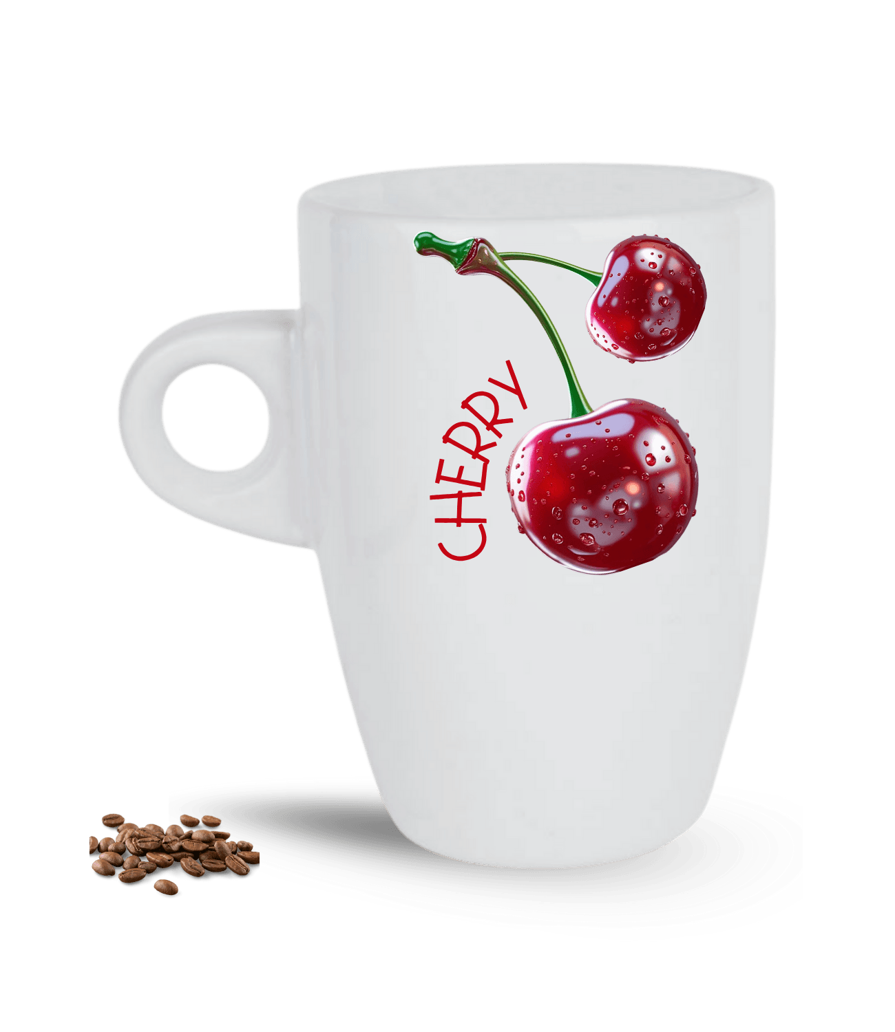 3d Kiraz Cherry Baskılı Porselen Latte Kupa Bardak