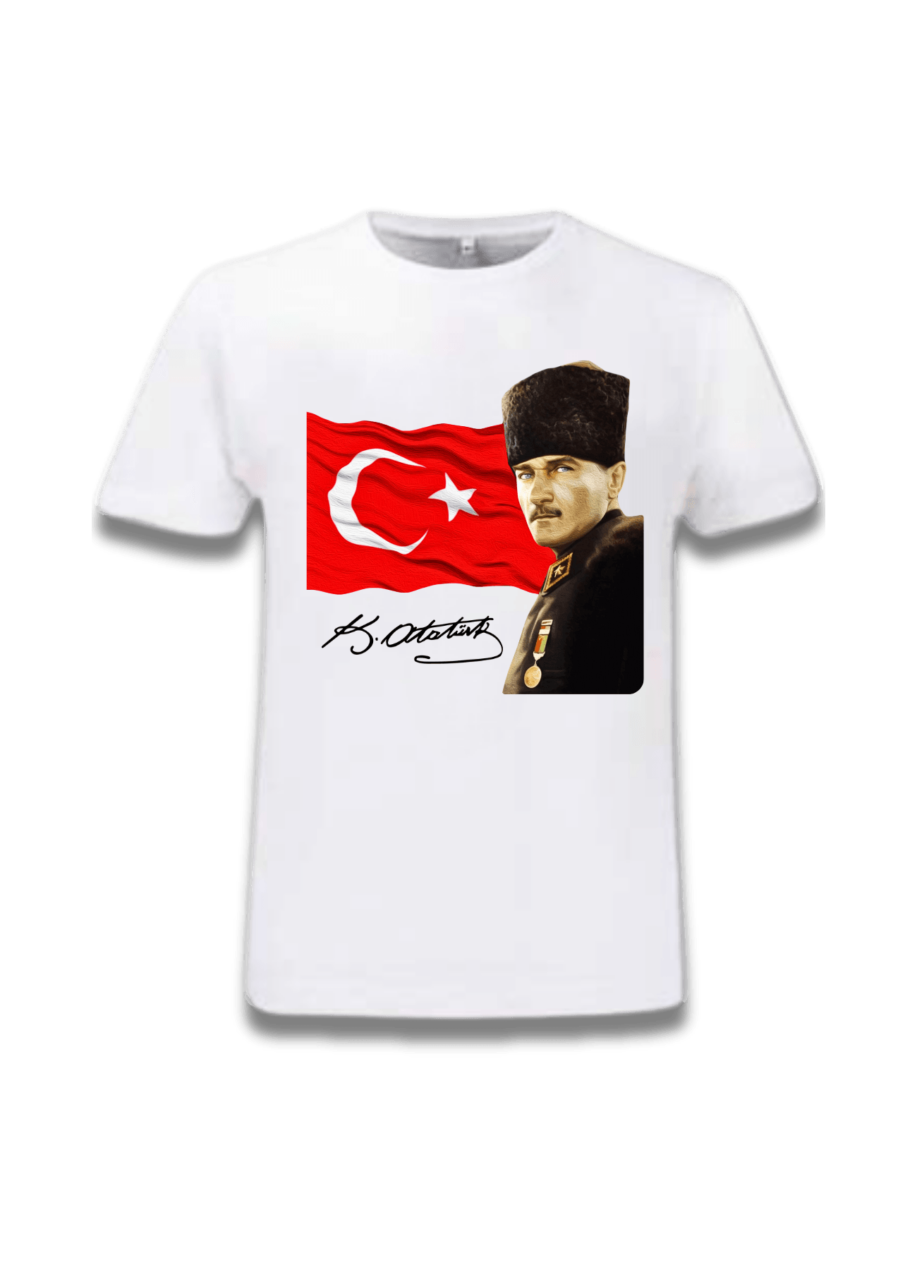 Atatürk Temalı Bayrak Baskılı Unisex Tişört