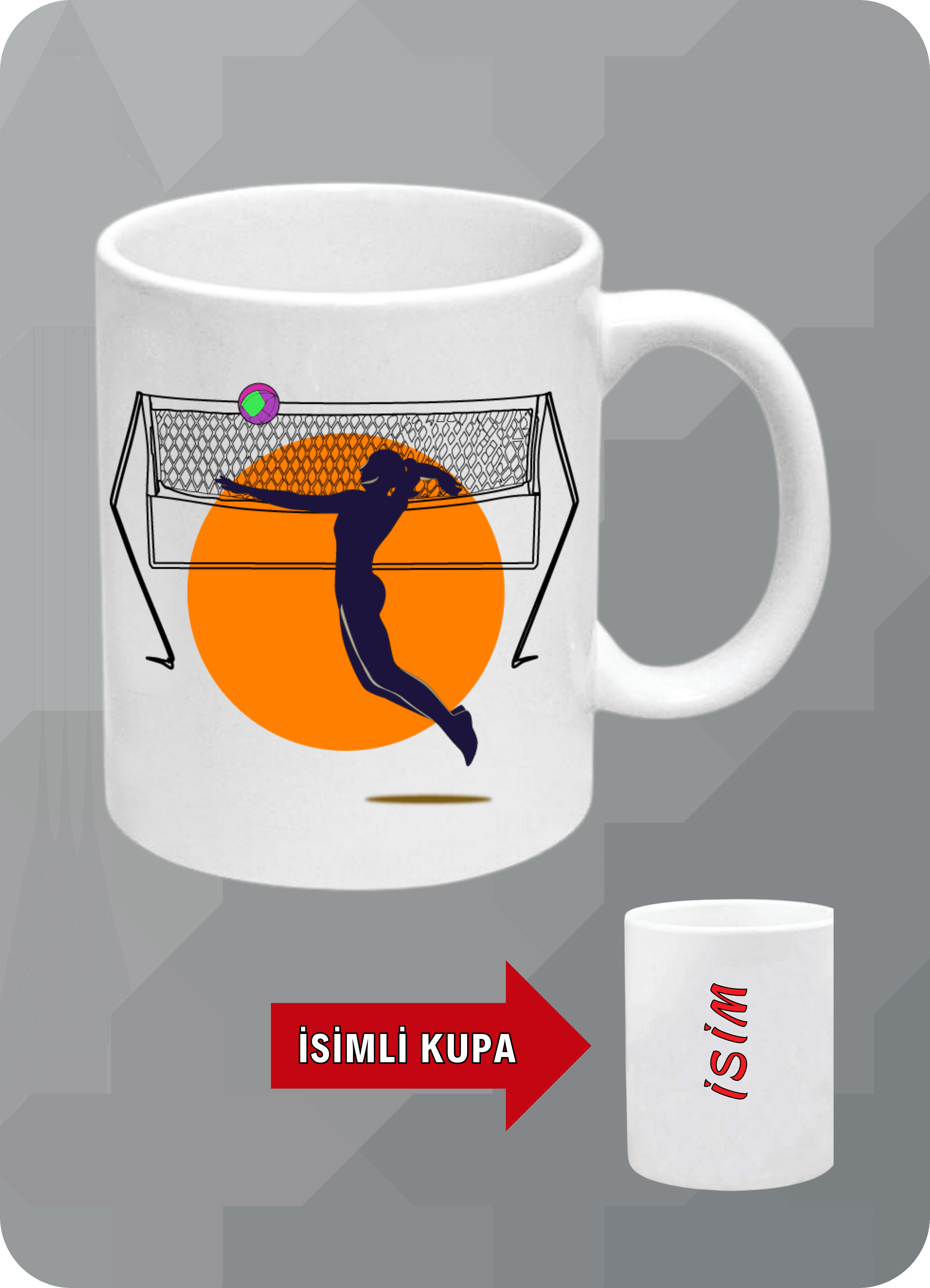Voleybol Temalı Kadın Voleybolcu Kupa Bardak Çay Kahve Fincanı-4